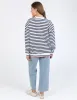 Raven Stripe Fleece Crew White sold by Elm Lifestyle