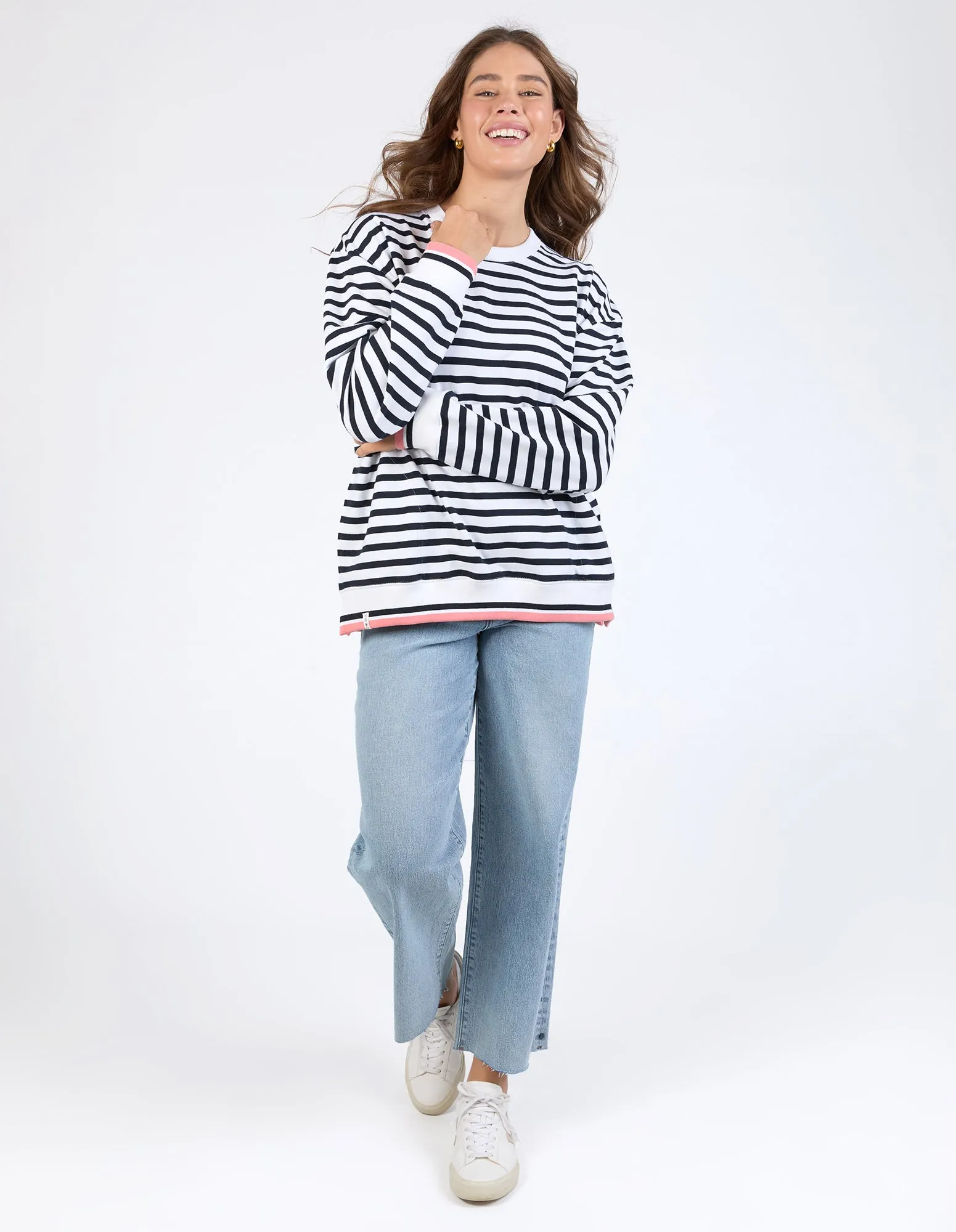 Raven Stripe Fleece Crew White sold by Elm Lifestyle product image thumbnail 3