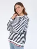 Raven Stripe Fleece Crew White sold by Elm Lifestyle