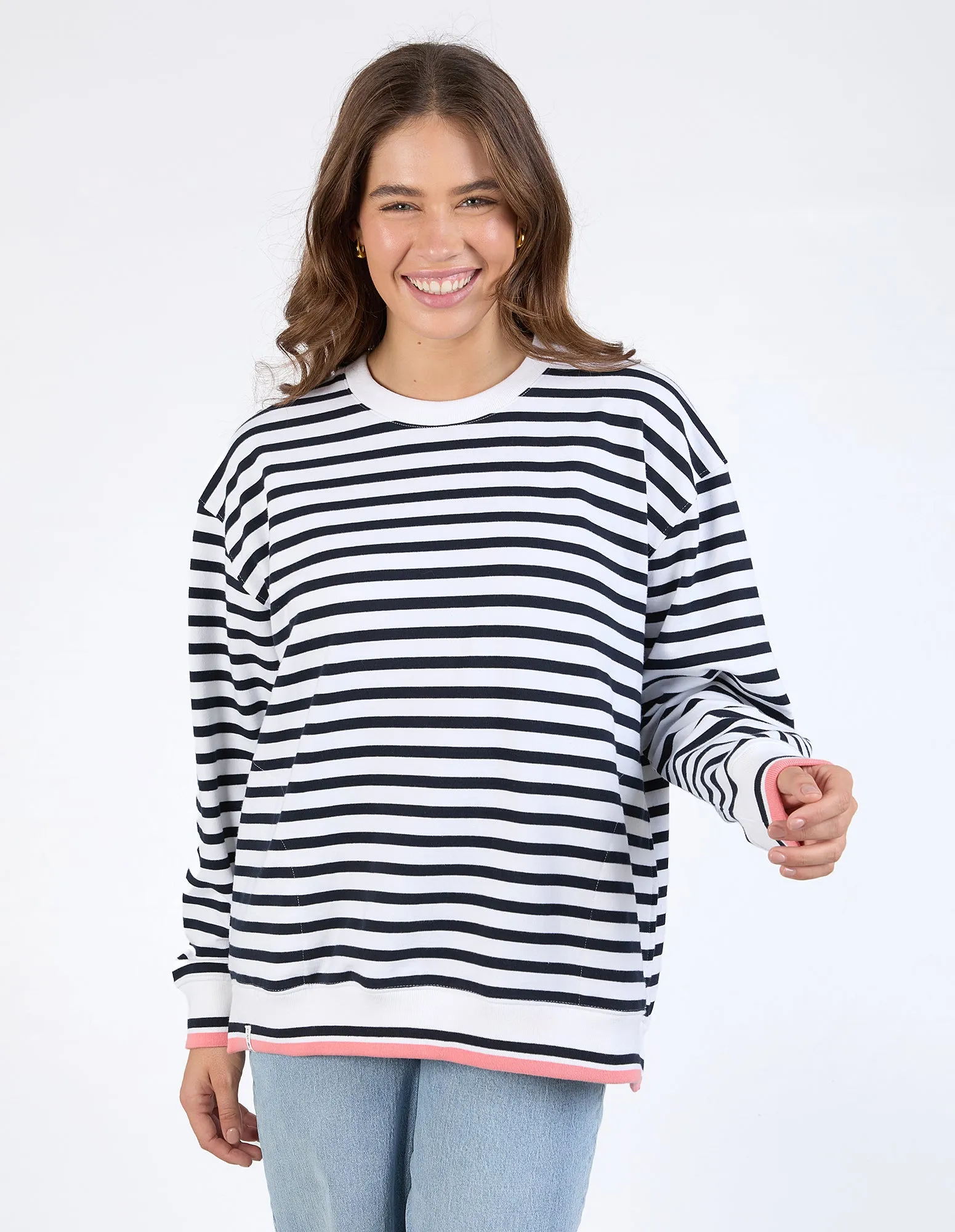 Raven Stripe Fleece Crew White sold by Elm Lifestyle product image thumbnail 2