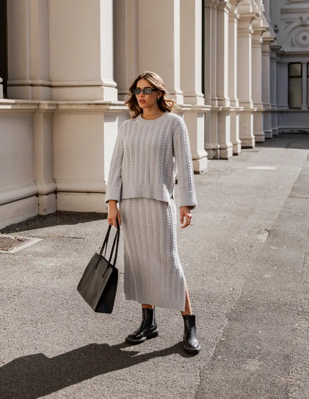 Remi Knit Skirt Grey Marle sold by Elm Lifestyle