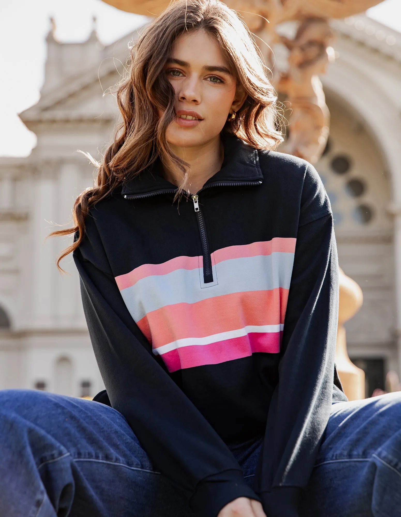 Real Love 1/4 Zip Navy sold by Elm Lifestyle