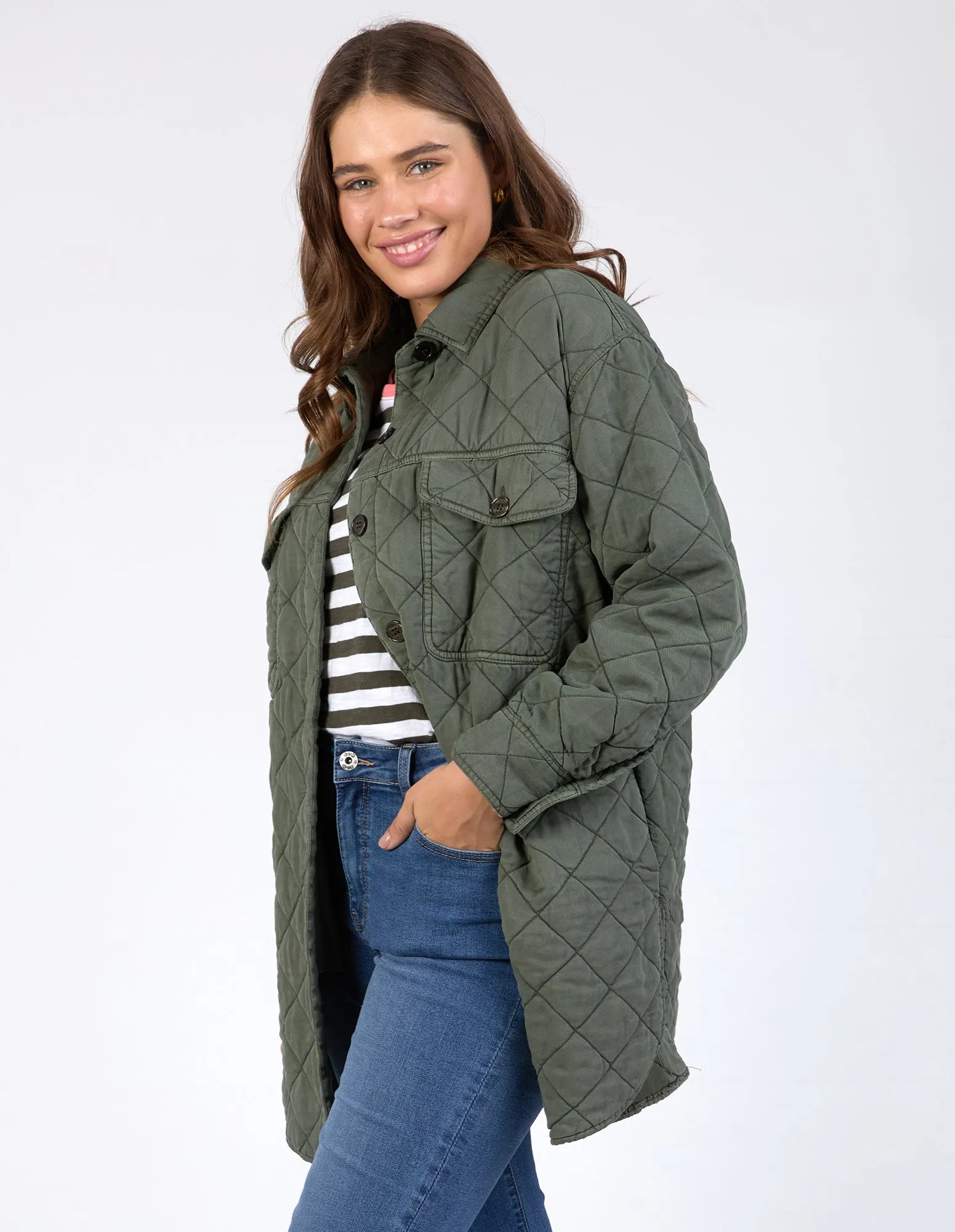 Katie Quilted Shacket Basil sold by Elm Lifestyle product image thumbnail 5