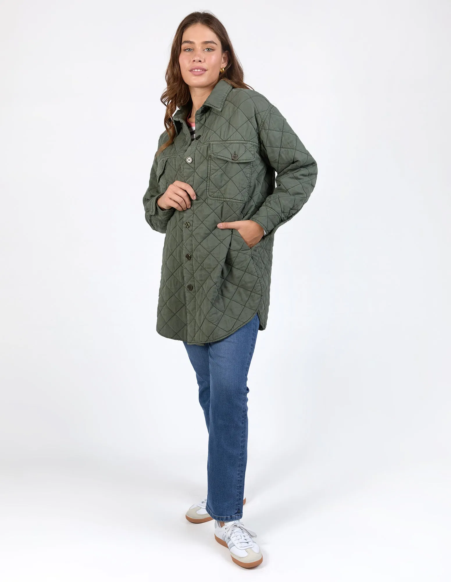 Katie Quilted Shacket Basil sold by Elm Lifestyle product image thumbnail 3