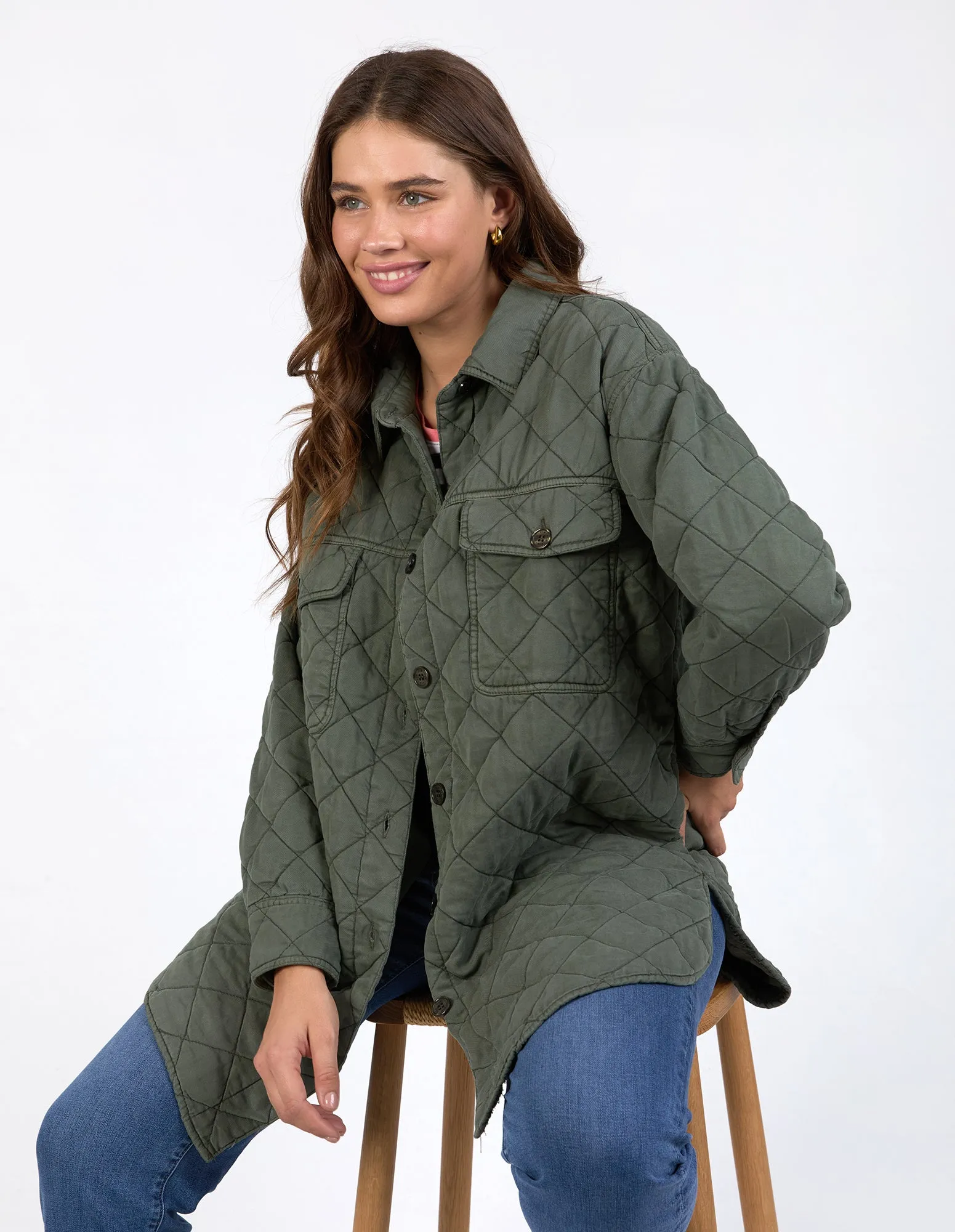 Katie Quilted Shacket Basil sold by Elm Lifestyle product image thumbnail 2