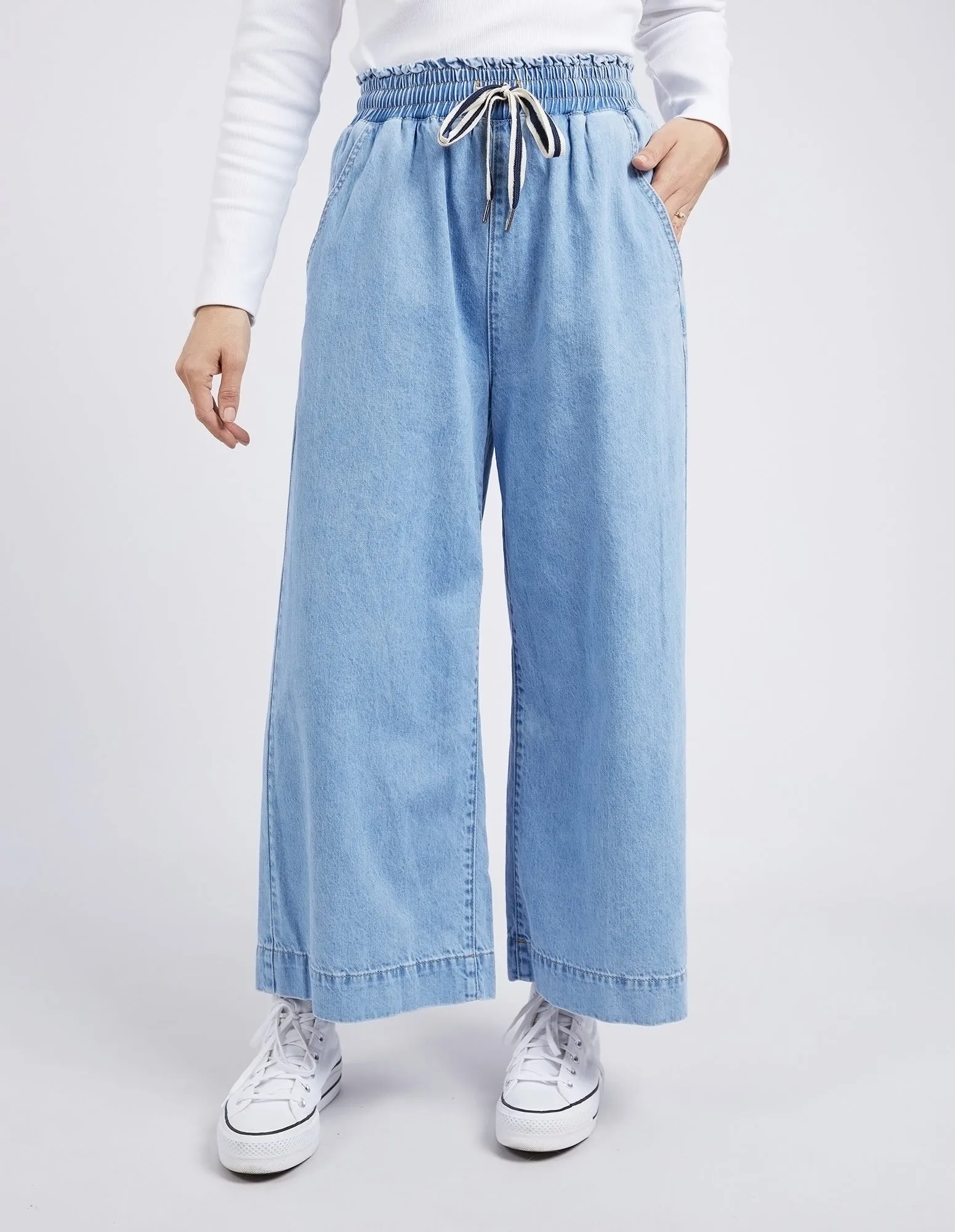 Greta Wide Leg Pant Mid Blue Denim sold by Elm Lifestyle