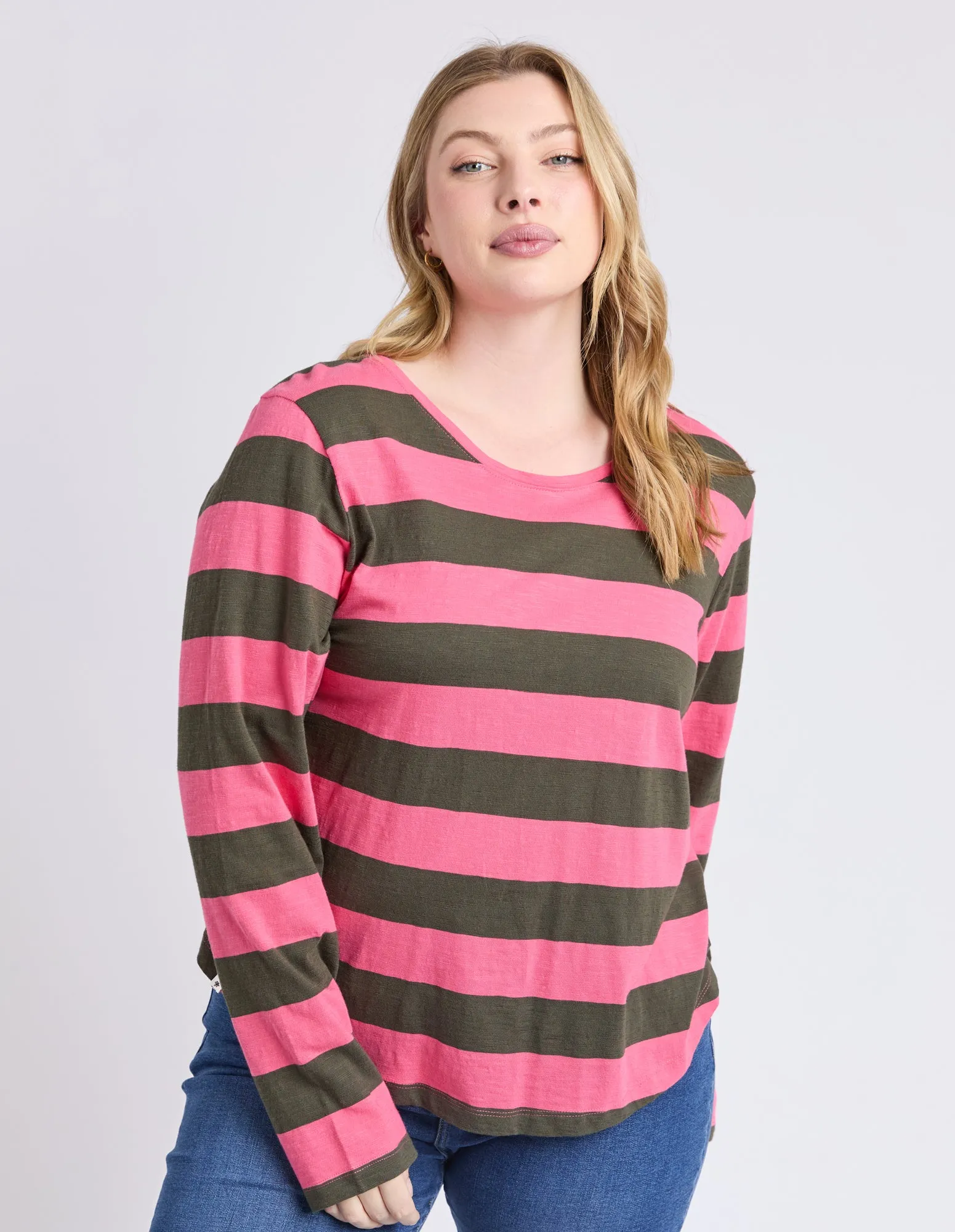 Spritz Stripe Long Sleeve Azalia Pink sold by Elm Lifestyle