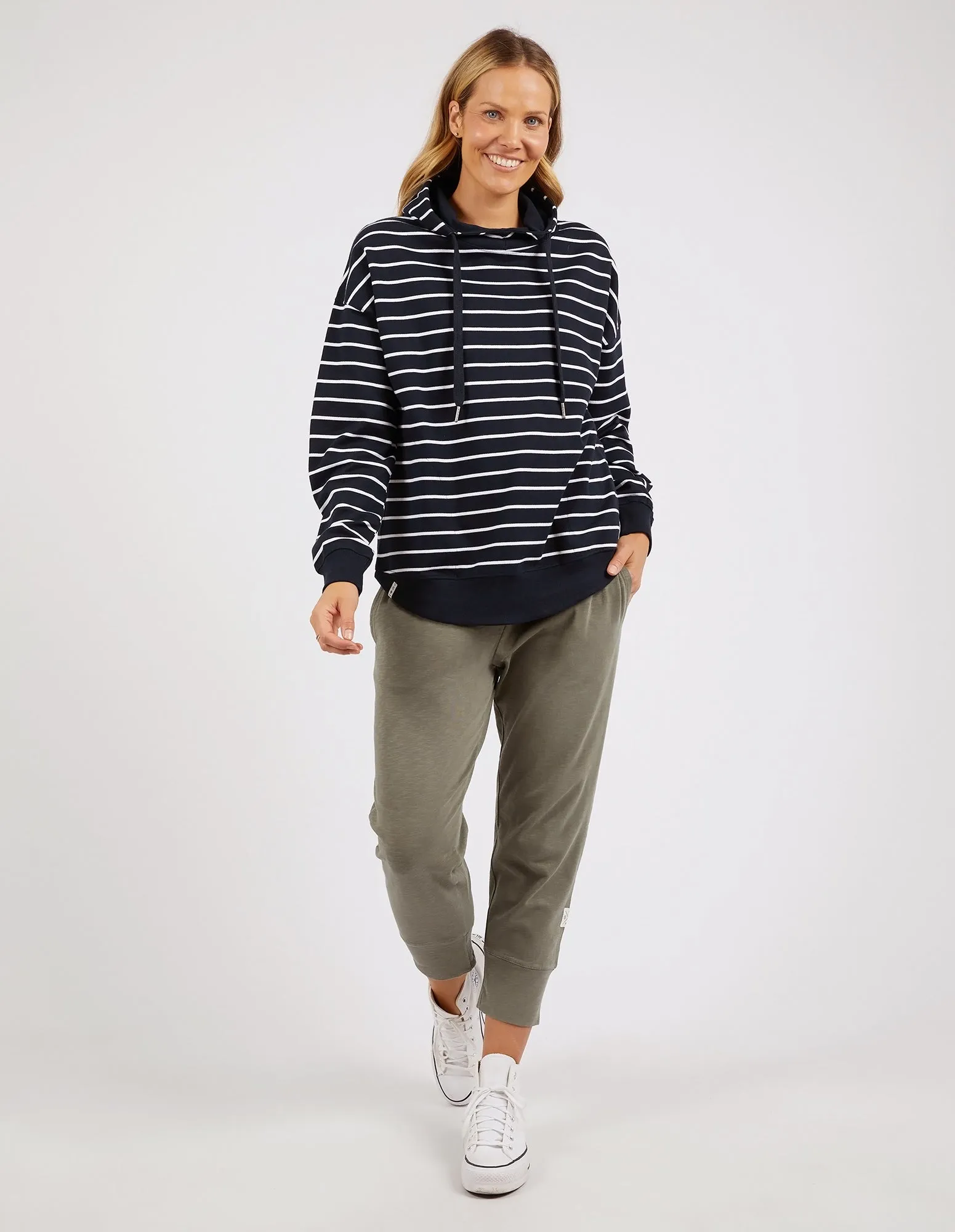 Lounger Scoop Hoodie Dark Sapphire & White Stripe sold by Elm Lifestyle product image thumbnail 2