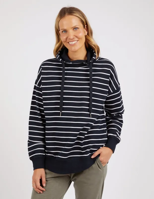 Lounger Scoop Hoodie Dark Sapphire & White Stripe sold by Elm Lifestyle