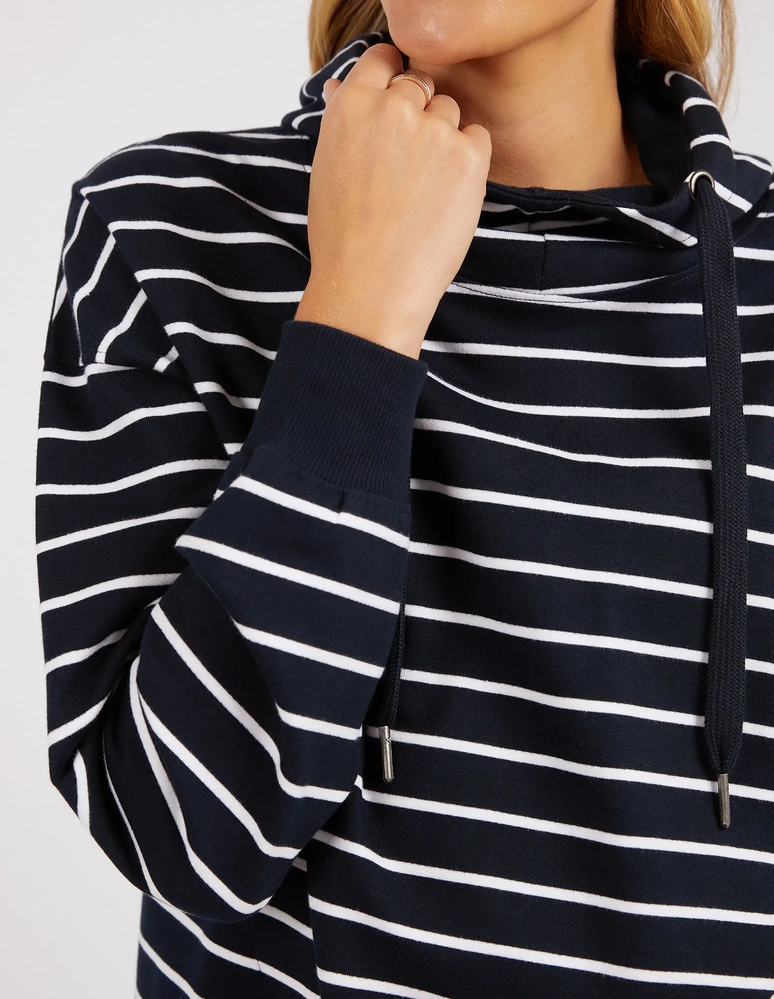 Lounger Scoop Hoodie Dark Sapphire & White Stripe sold by Elm Lifestyle product image thumbnail 5