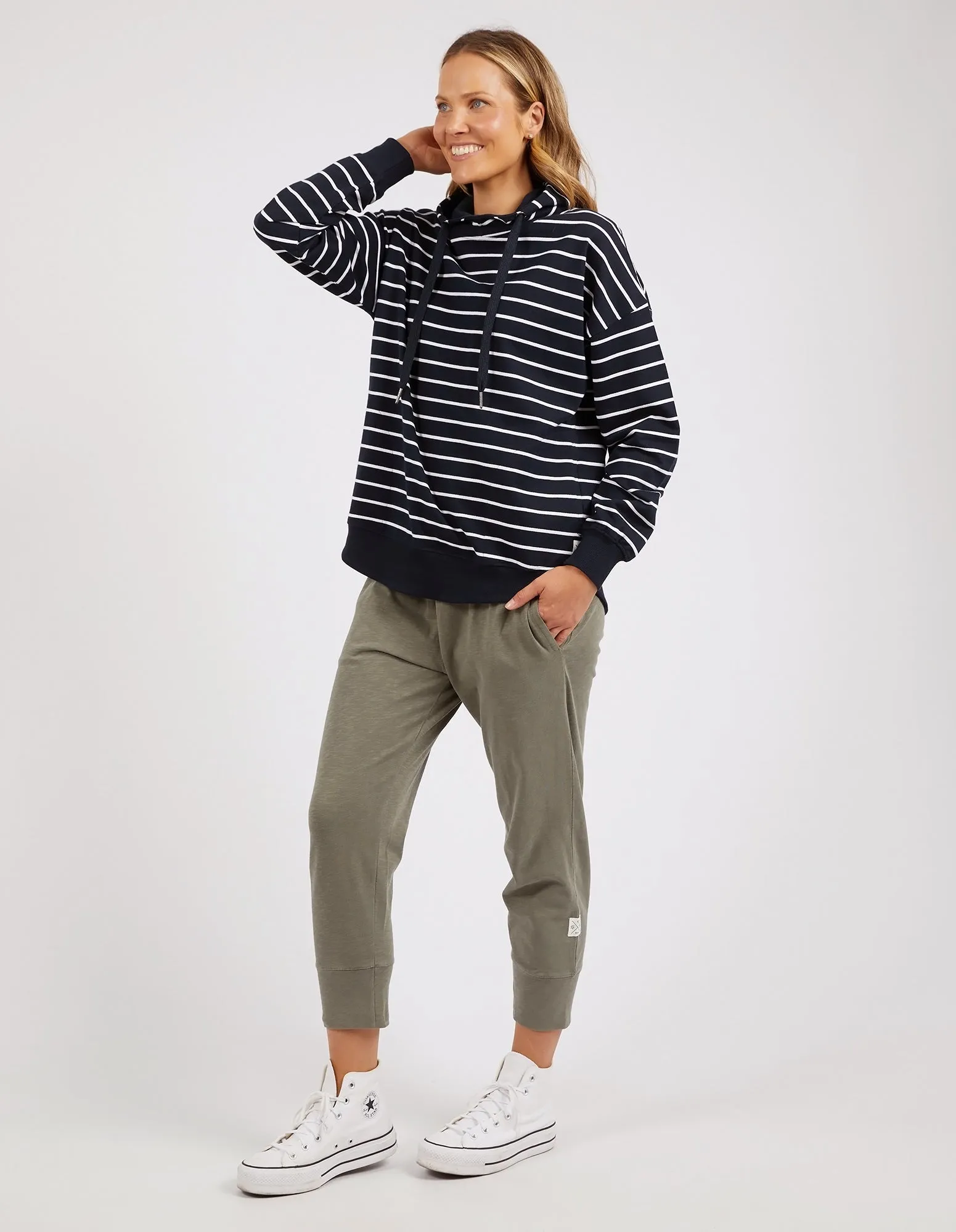 Lounger Scoop Hoodie Dark Sapphire & White Stripe sold by Elm Lifestyle product image thumbnail 4