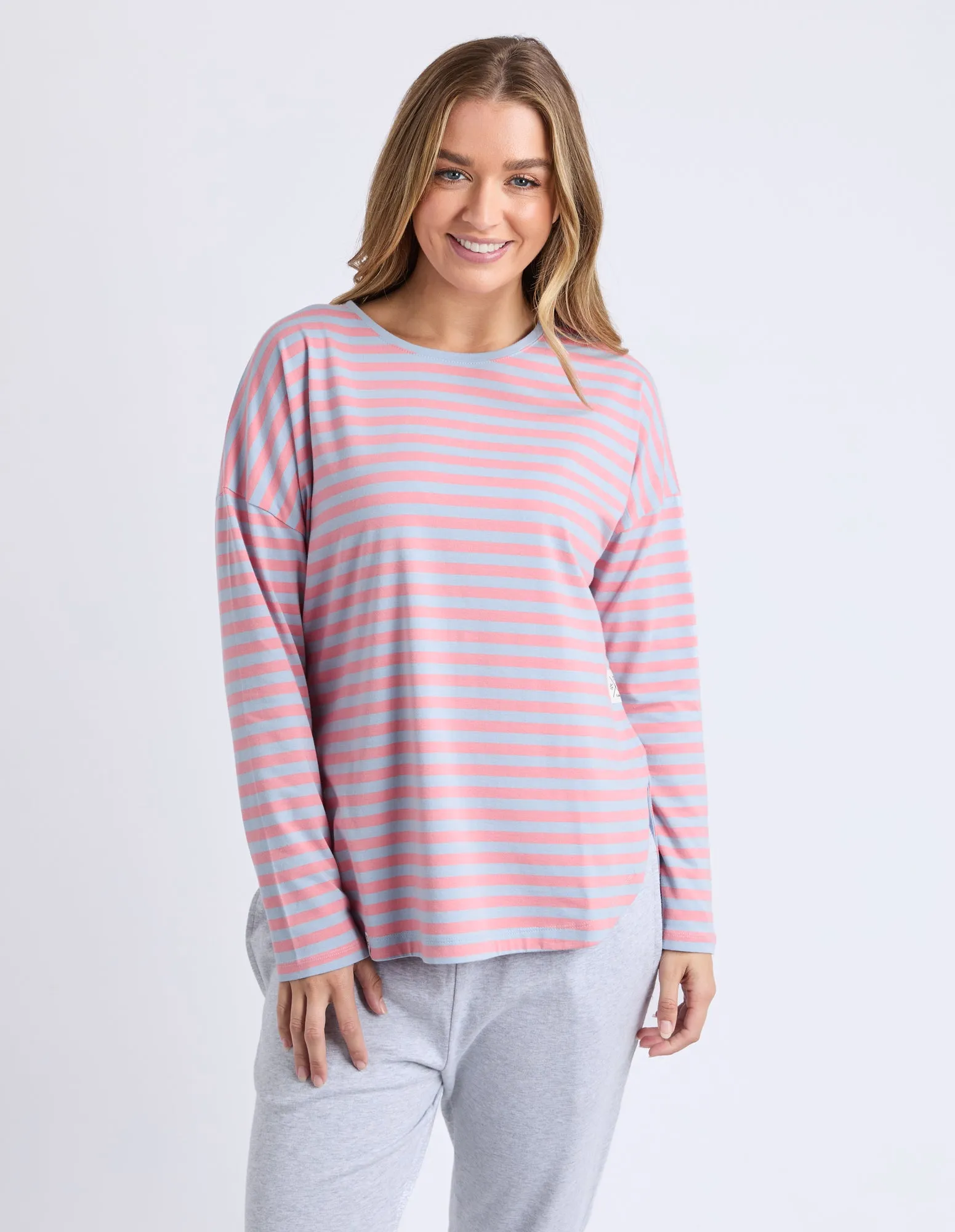 Lauren Long Sleeve Skye Blue & Charm Pink Stripe sold by Elm Lifestyle