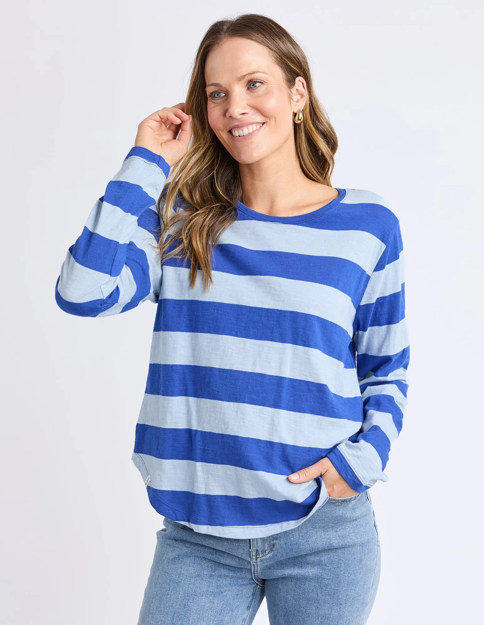 Spritz Stripe Long Sleeve Sky Blue & French Blue sold by Elm Lifestyle