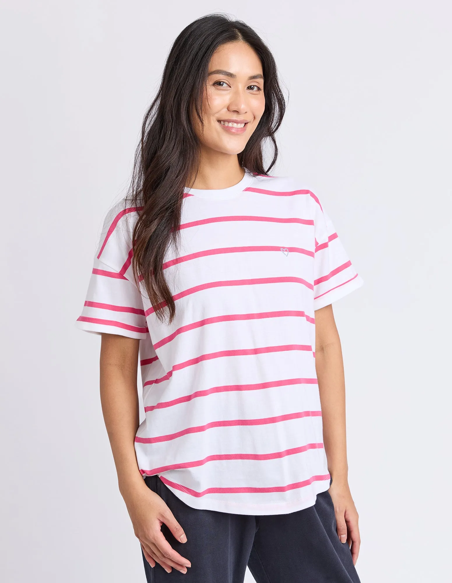 Halli Short Sleeve Tee-Stripe Neon Pink sold by Elm Lifestyle product image thumbnail 4