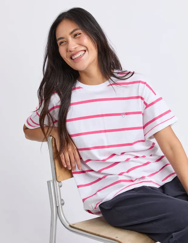 Halli Short Sleeve Tee-Stripe Neon Pink sold by Elm Lifestyle