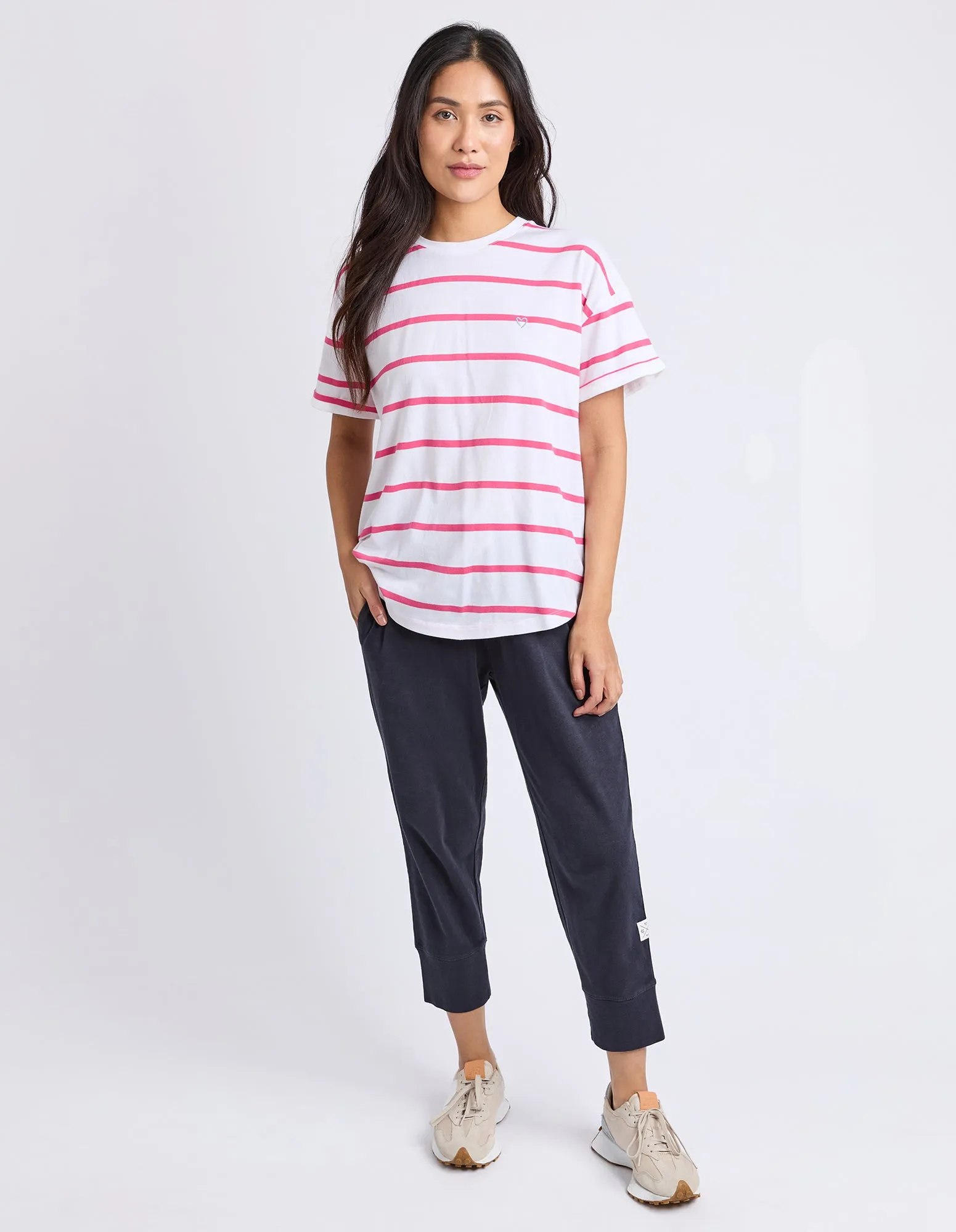 Halli Short Sleeve Tee-Stripe Neon Pink sold by Elm Lifestyle product image thumbnail 2