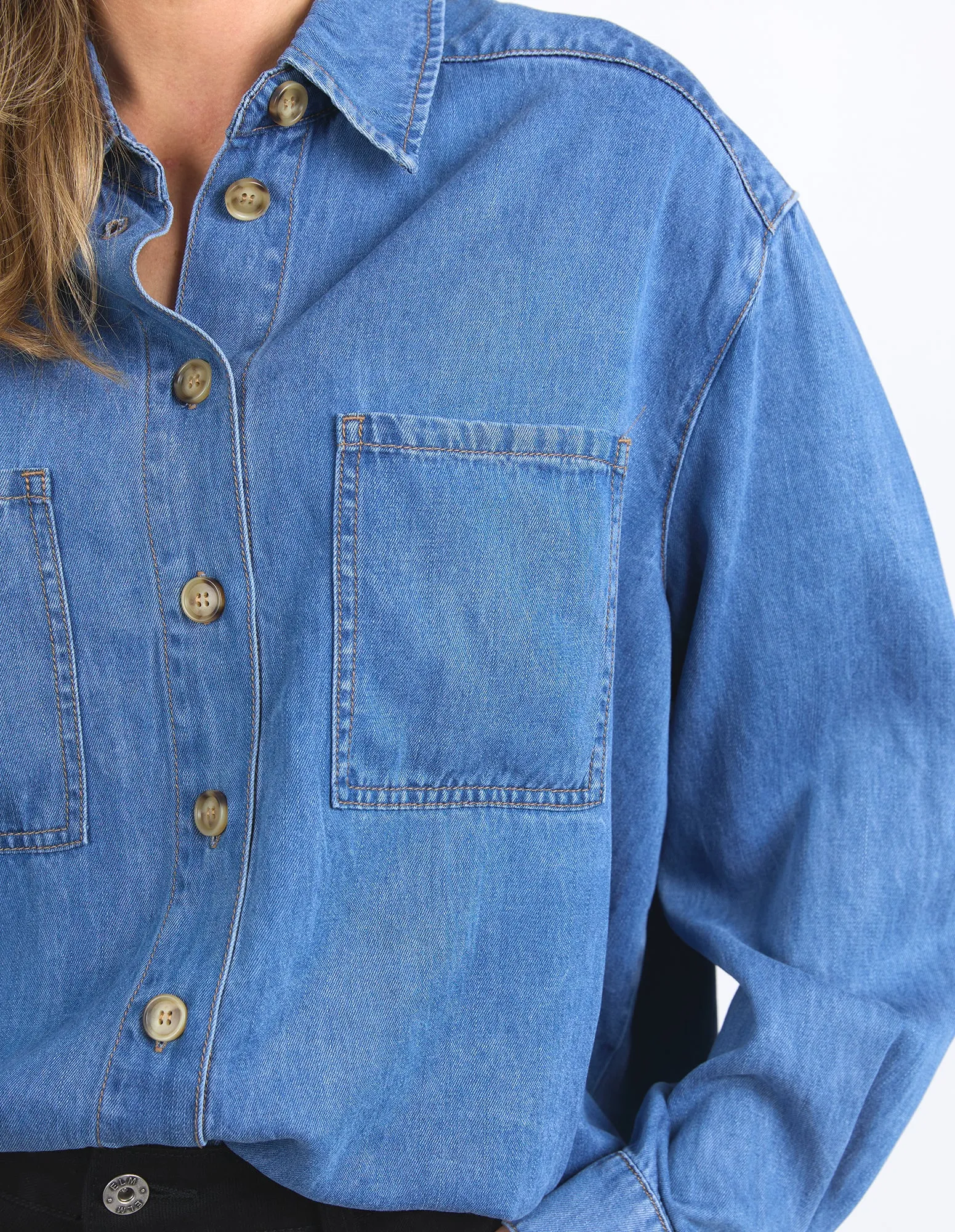Blake Denim Shirt Mid Blue Wash sold by Elm Lifestyle product image thumbnail 5