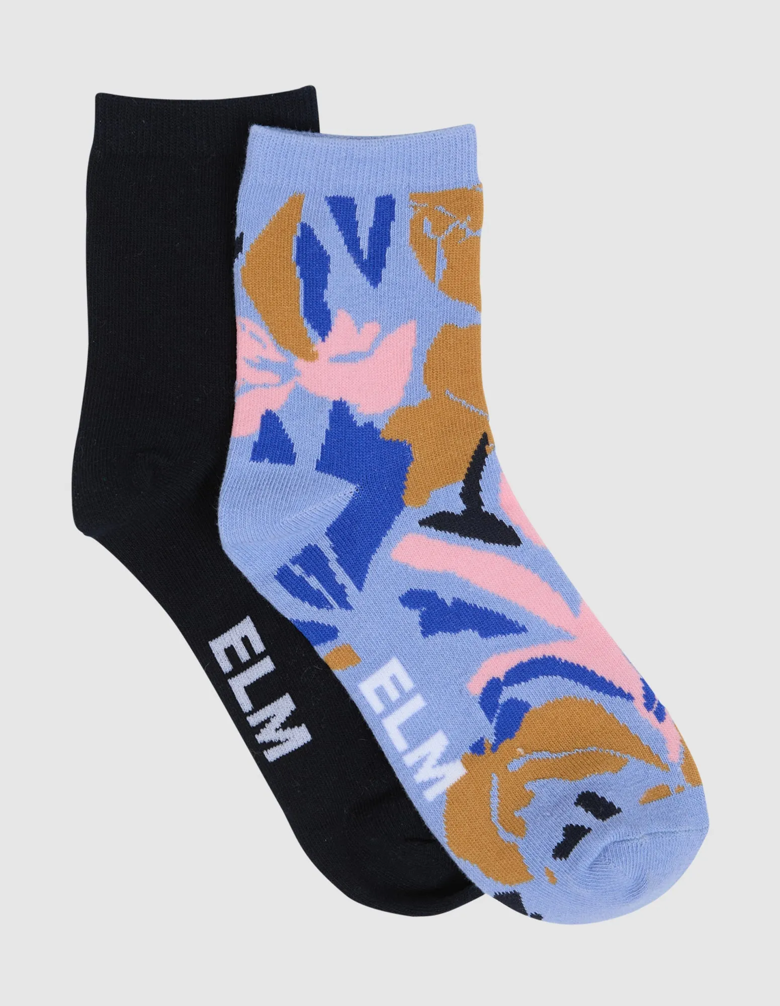 Two Pack Ankle Socks Bleeker Floral Print & Navy sold by Elm Lifestyle