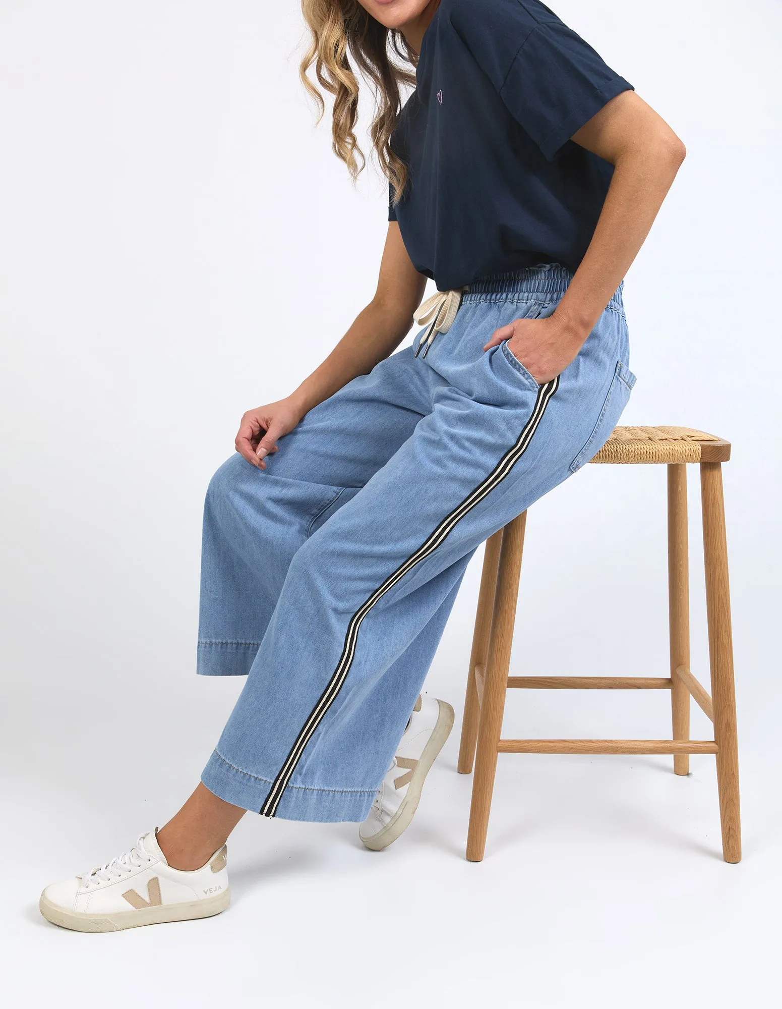 Greta Wide Leg Pant Side Tape Light Blue sold by Elm Lifestyle product image thumbnail 4