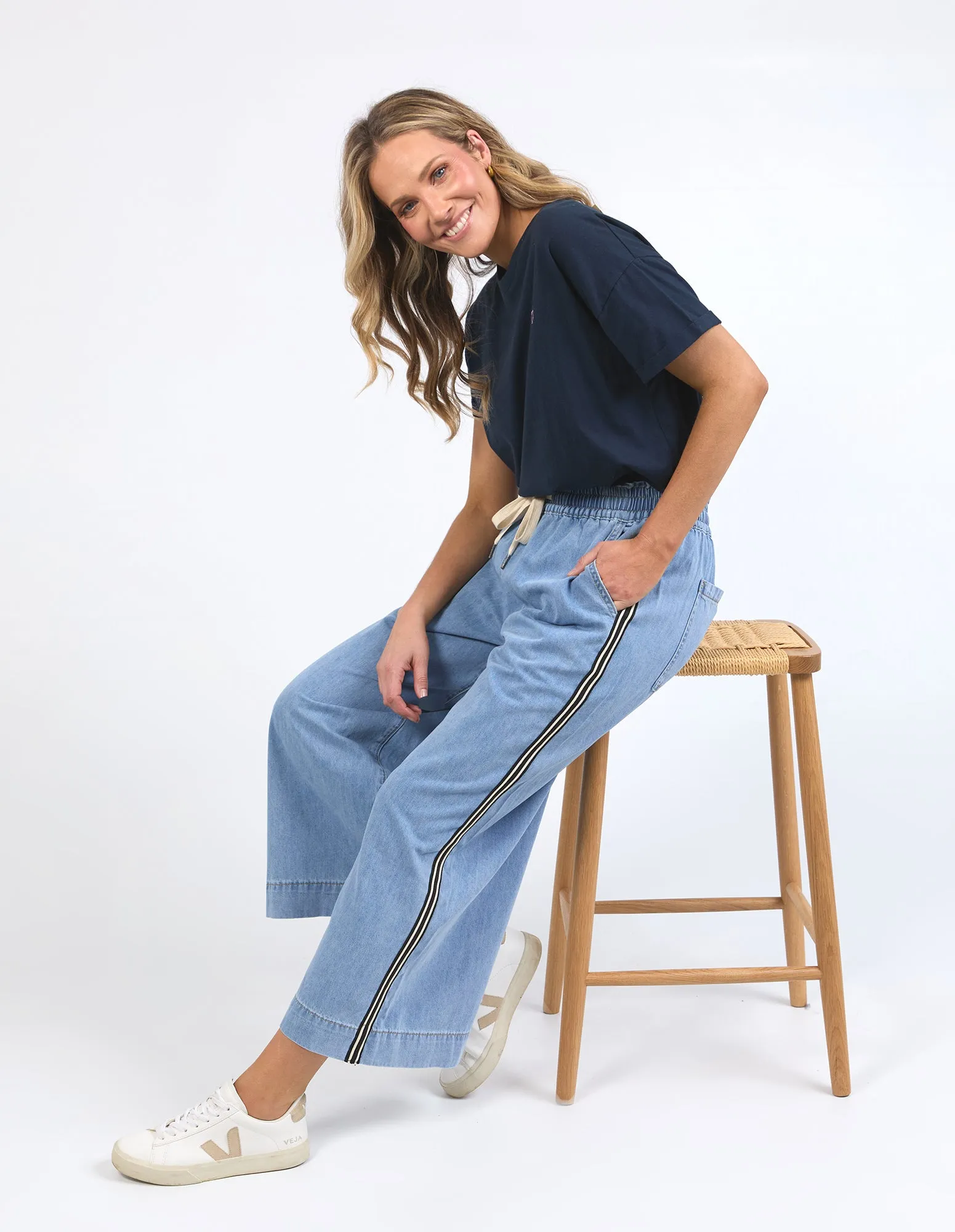 Greta Wide Leg Pant Side Tape Light Blue sold by Elm Lifestyle product image thumbnail 5