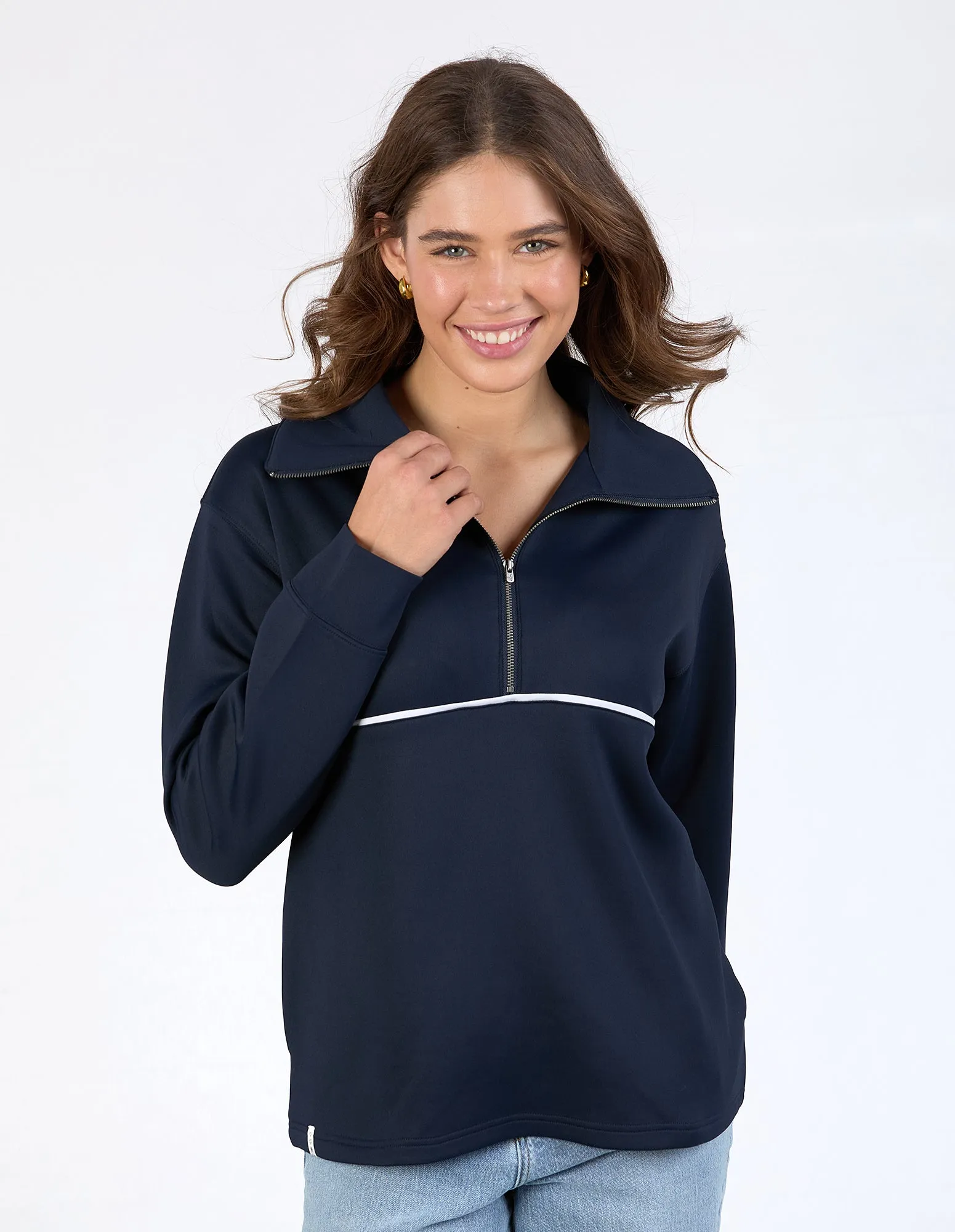 Bonnie Half Zip Sweat Dark Sapphire sold by Elm Lifestyle