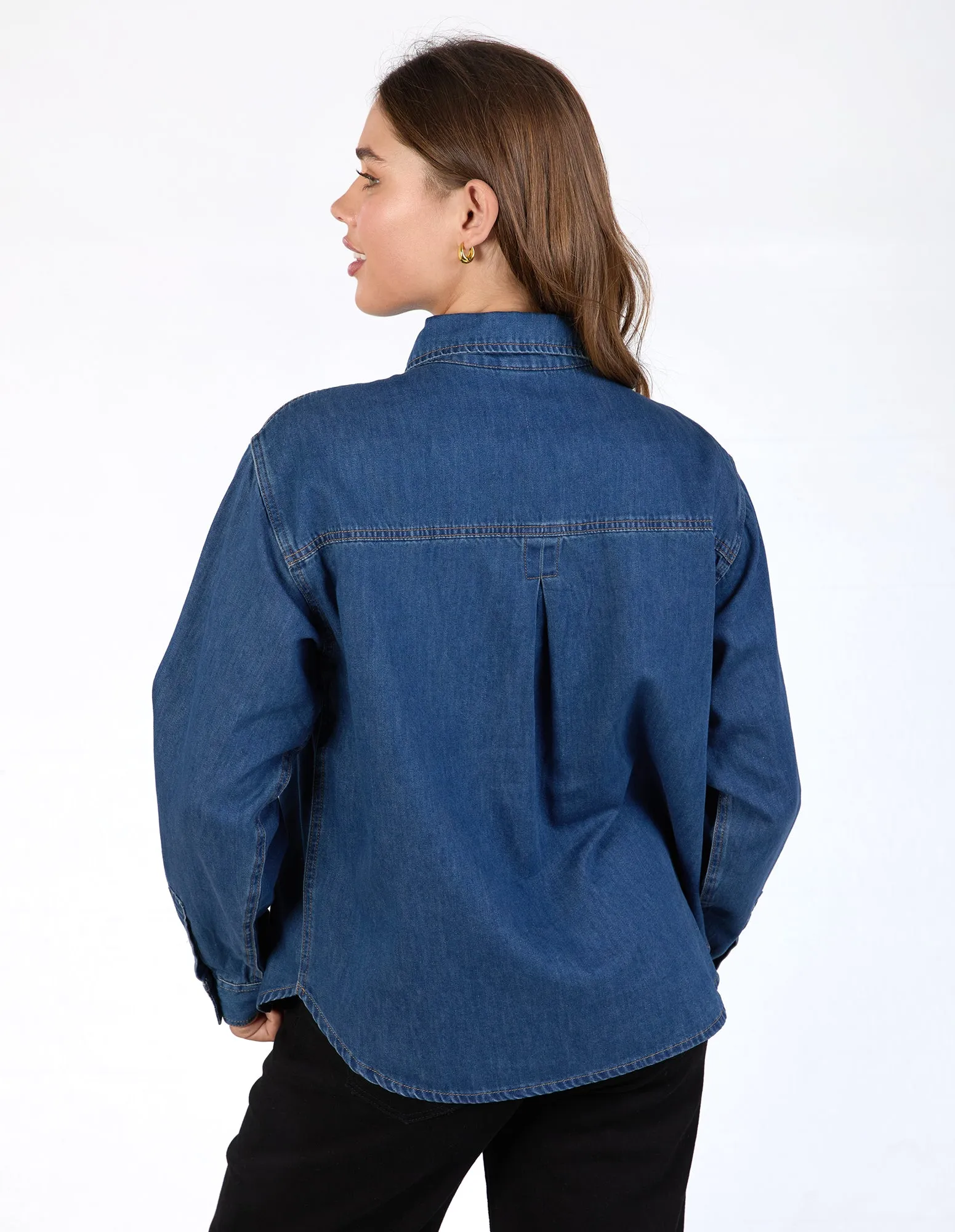 Tessa Denim Half Placket Shirt Dark Blue Wash sold by Elm Lifestyle product image thumbnail 3