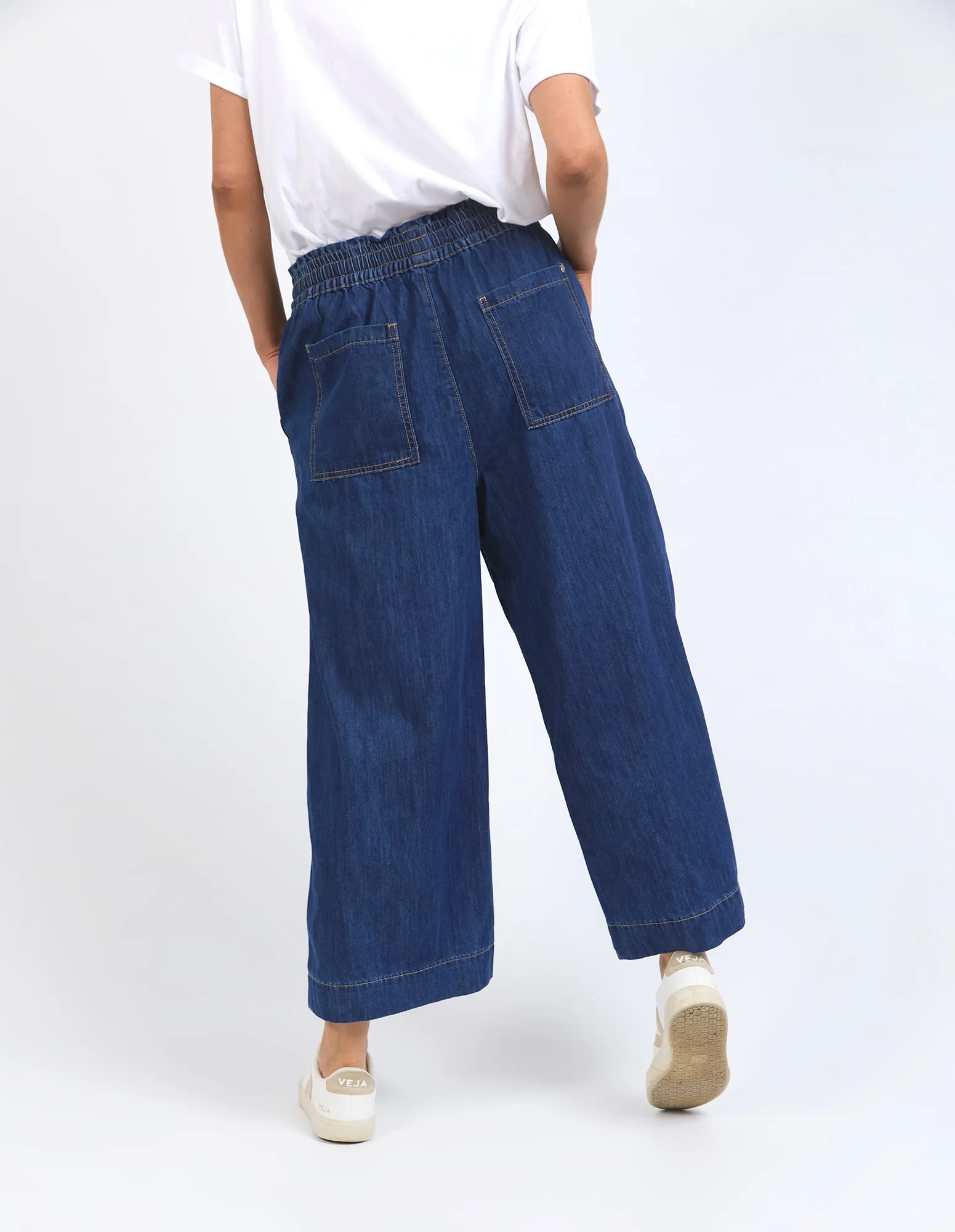 Greta Wide Leg Pant - Side Tape Dark Blue Wash sold by Elm Lifestyle product image thumbnail 4