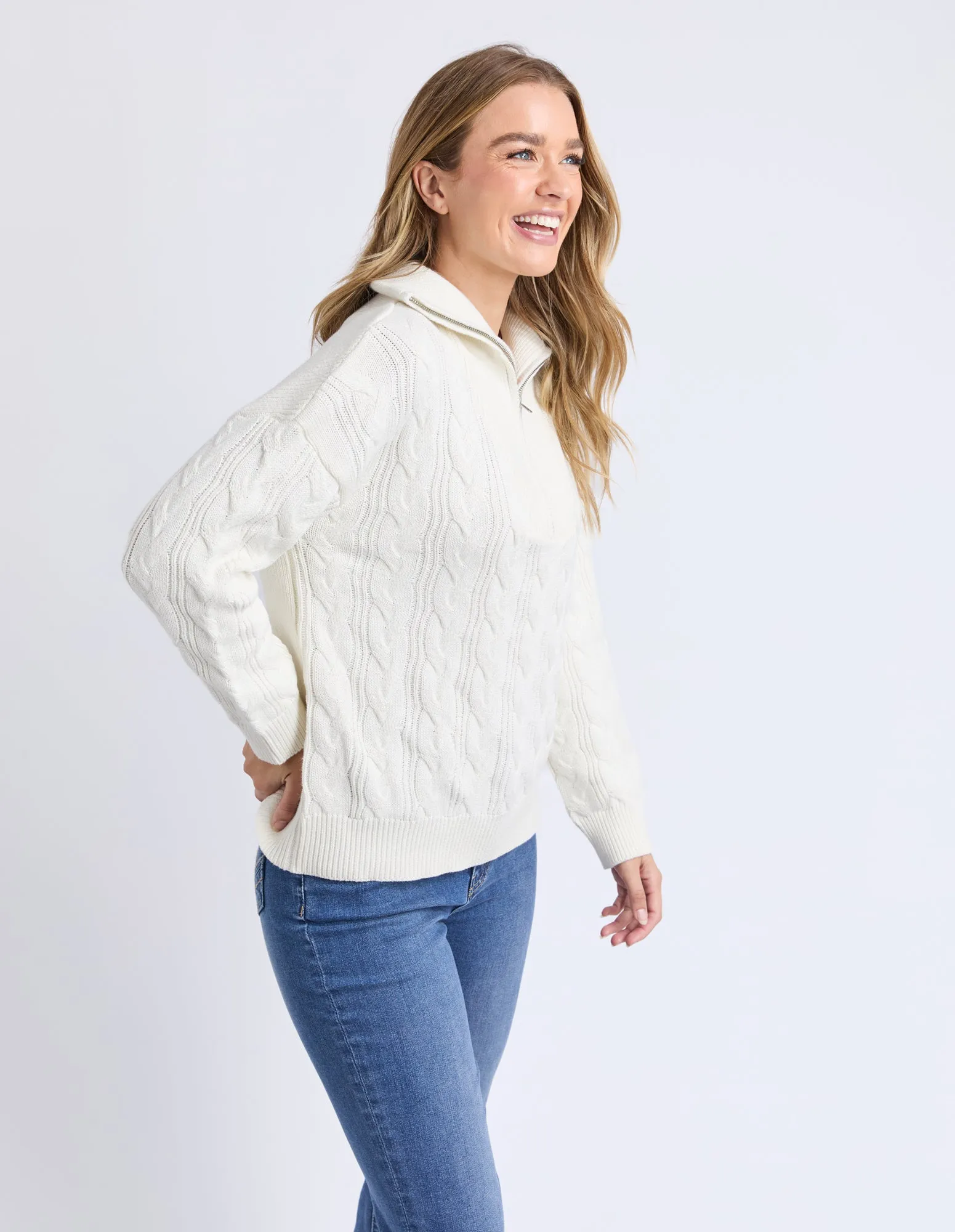 Zalie Zip Knit Marshmallow sold by Elm Lifestyle product image thumbnail 4