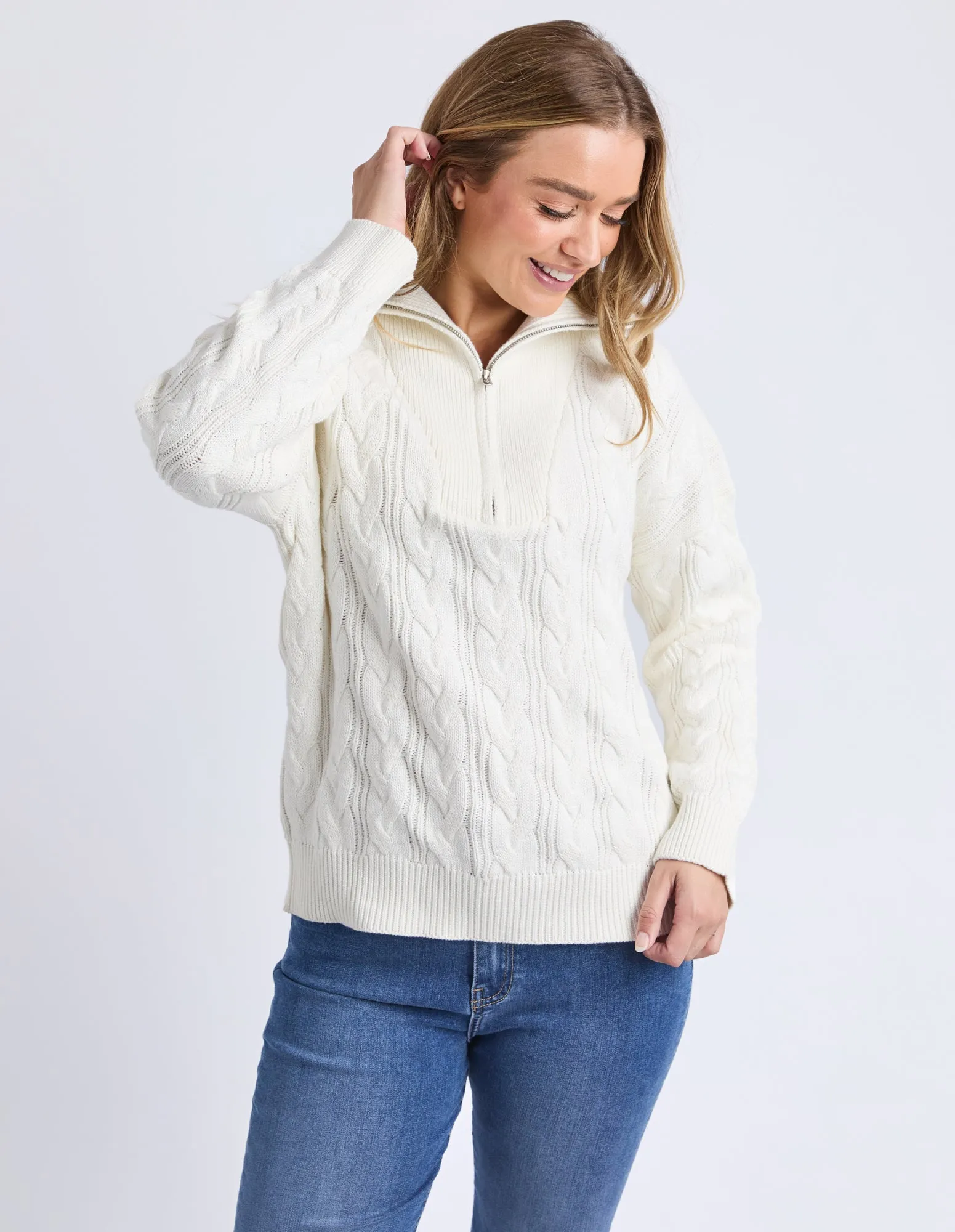 Zalie Zip Knit Marshmallow sold by Elm Lifestyle