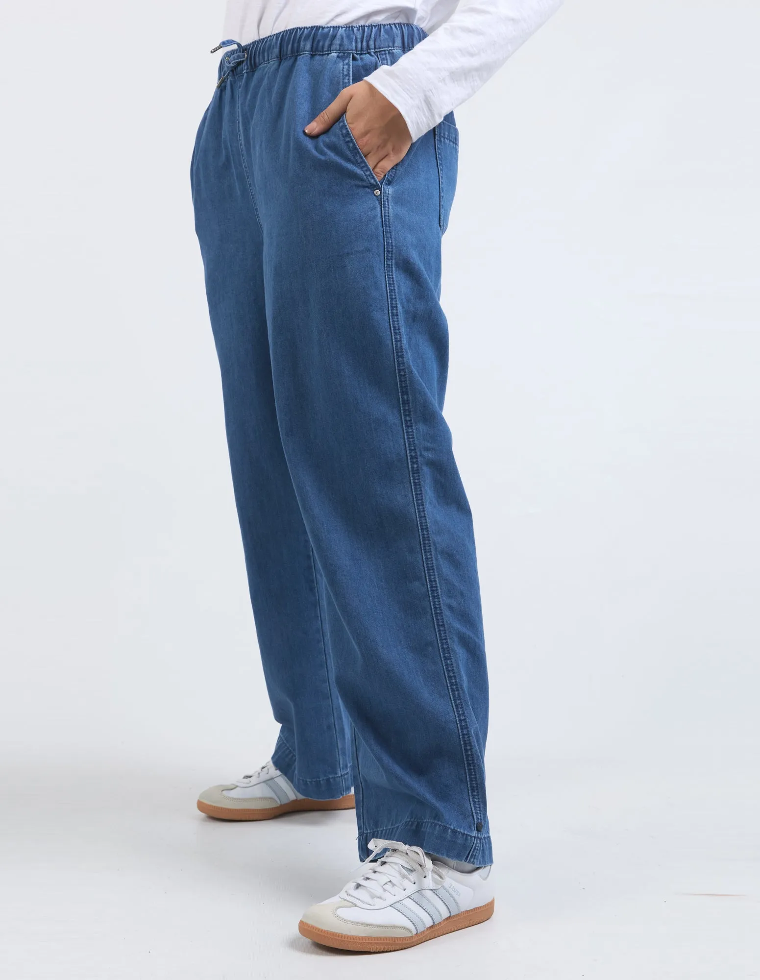 Helene Elastic Waist Denim Pant Mid Blue Wash sold by Elm Lifestyle product image thumbnail 4