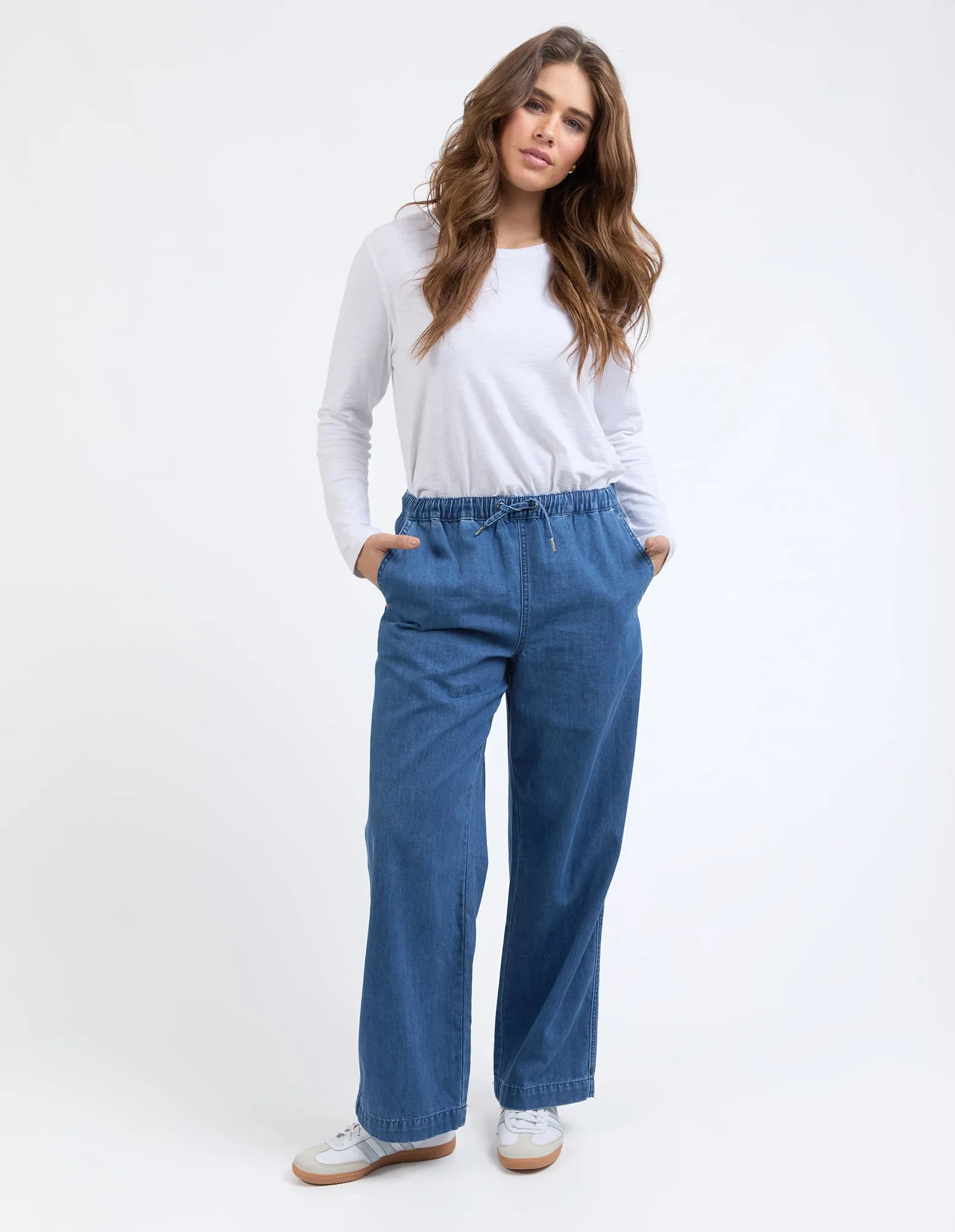 Helene Elastic Waist Denim Pant Mid Blue Wash sold by Elm Lifestyle product image thumbnail 2