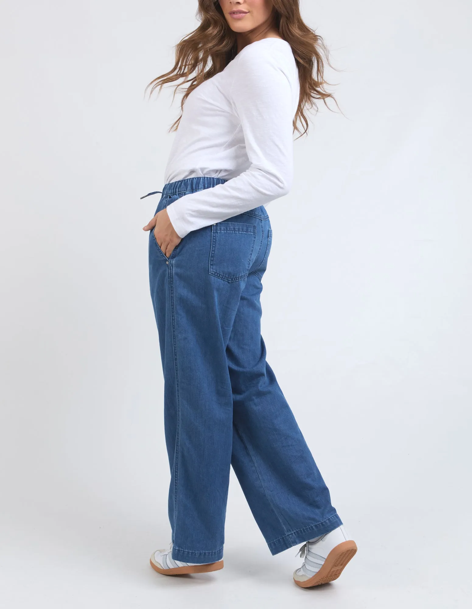 Helene Elastic Waist Denim Pant Mid Blue Wash sold by Elm Lifestyle product image thumbnail 3