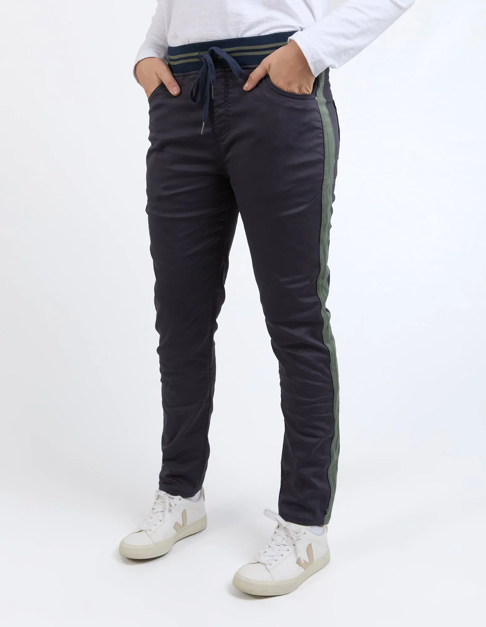 Margo Jogger With Side Tape Navy With Khaki Tape sold by Elm Lifestyle