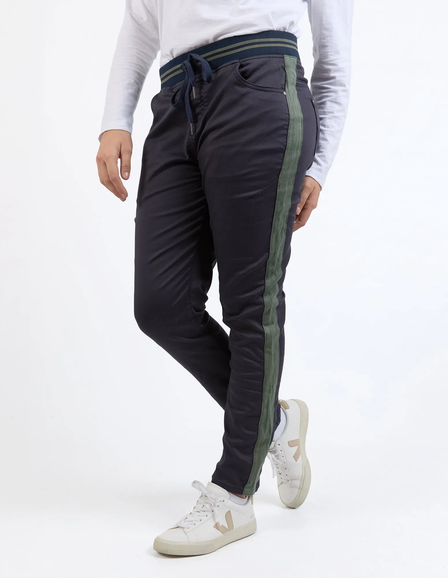 Margo Jogger With Side Tape Navy With Khaki Tape sold by Elm Lifestyle product image thumbnail 4