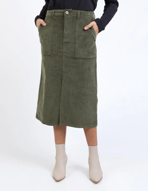Collete Cord Skirt Clover sold by Elm Lifestyle