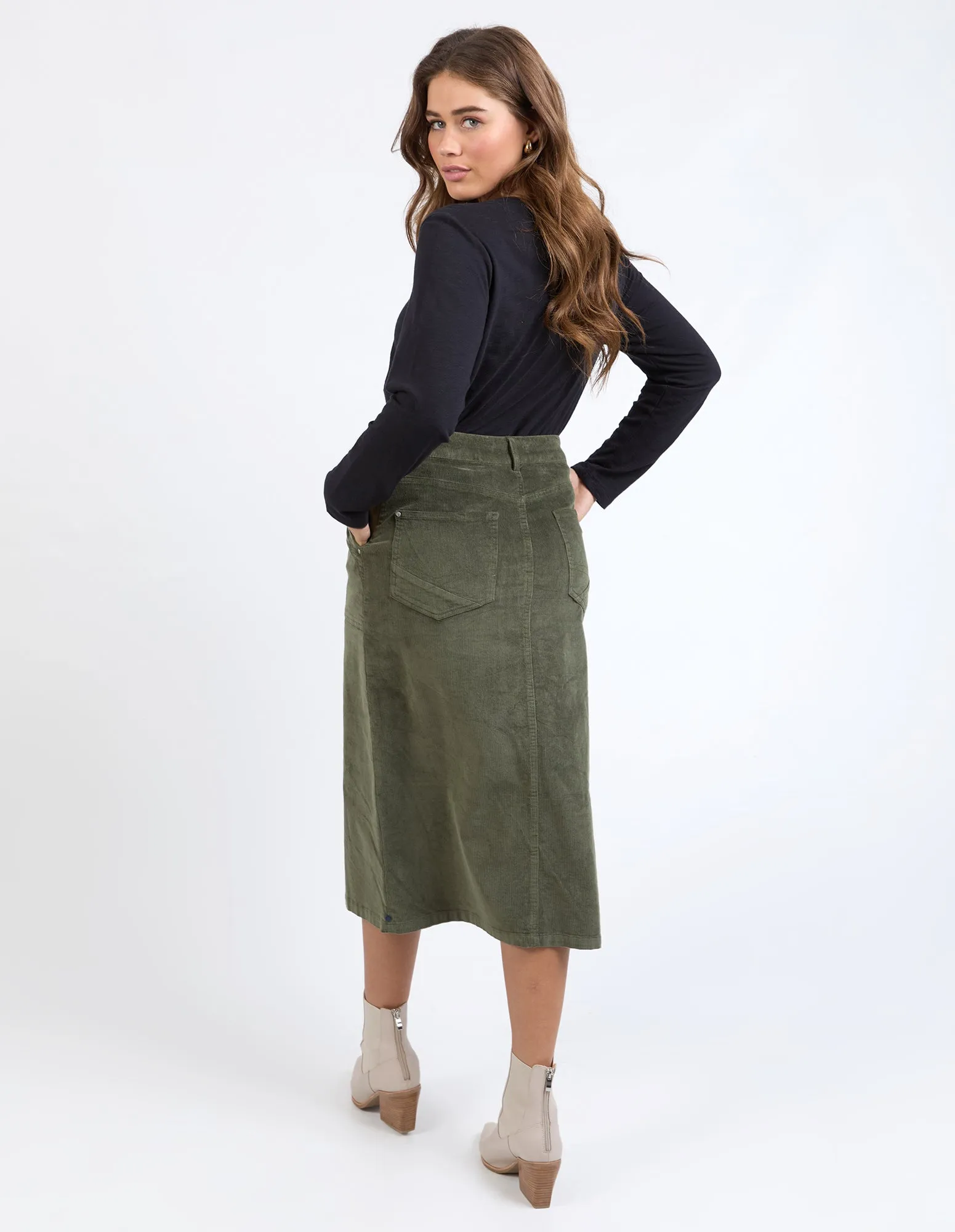 Collete Cord Skirt Clover sold by Elm Lifestyle product image thumbnail 3