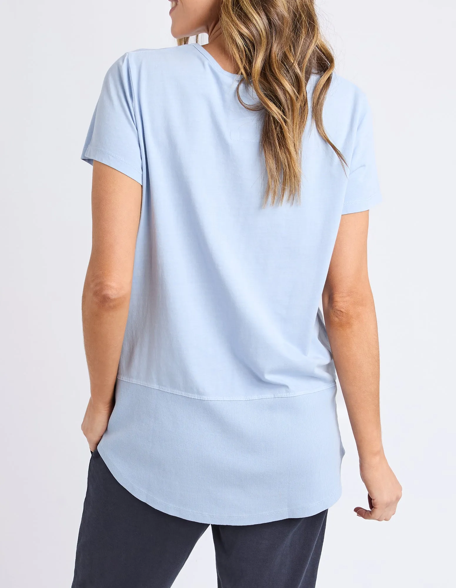 Rib Short Sleeve Tee Sky Blue sold by Elm Lifestyle product image thumbnail 3