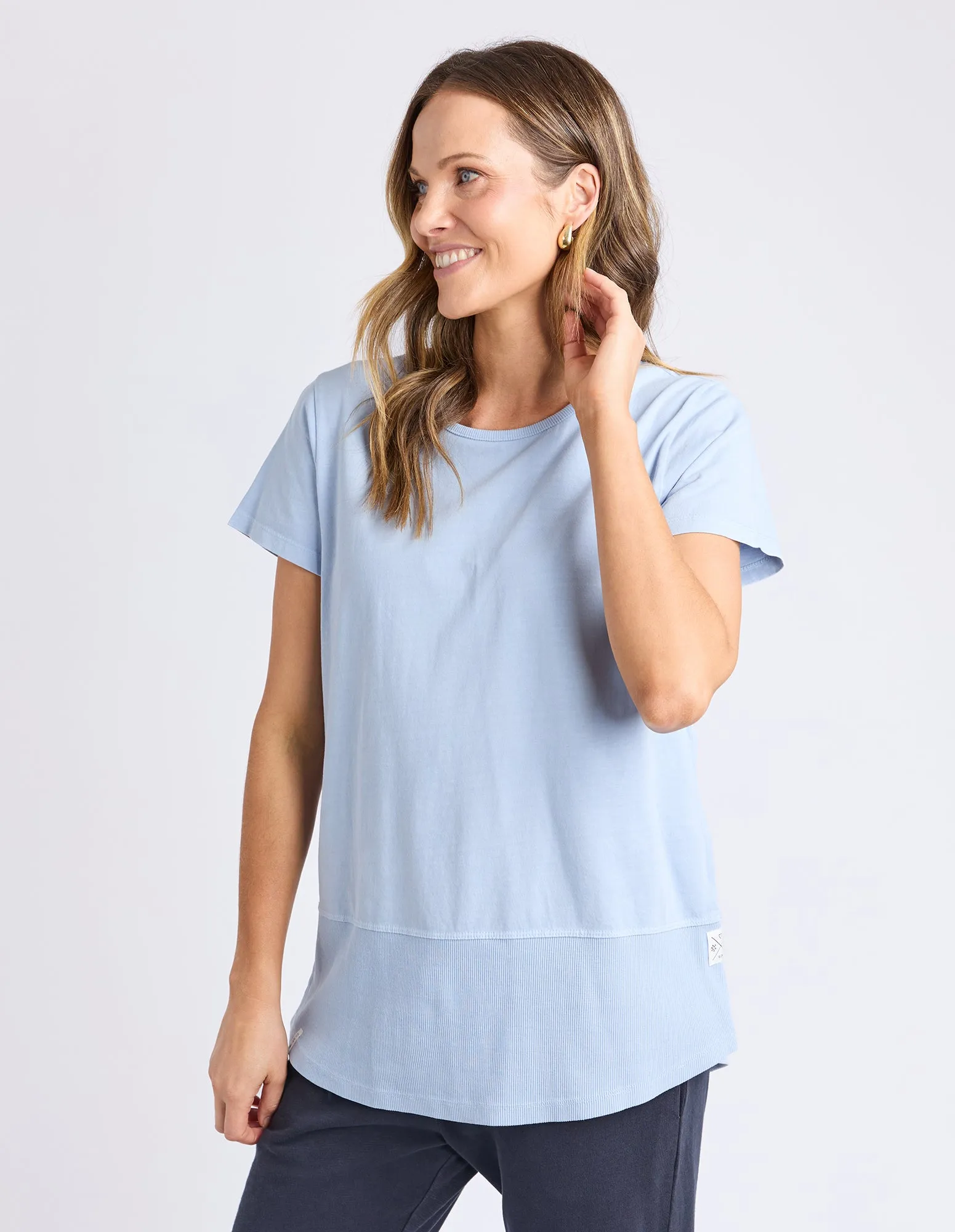 Rib Short Sleeve Tee Sky Blue sold by Elm Lifestyle product image thumbnail 4