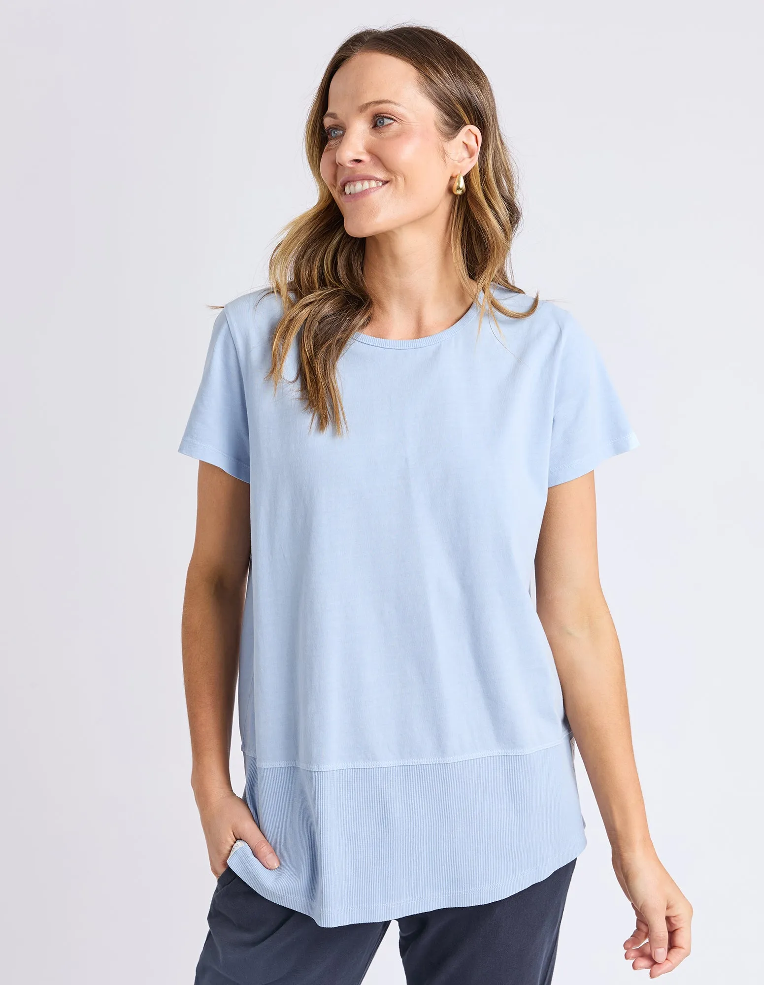 Rib Short Sleeve Tee Sky Blue sold by Elm Lifestyle