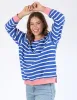 Tully Stripe Fleece Crew French Blue & White sold by Elm Lifestyle