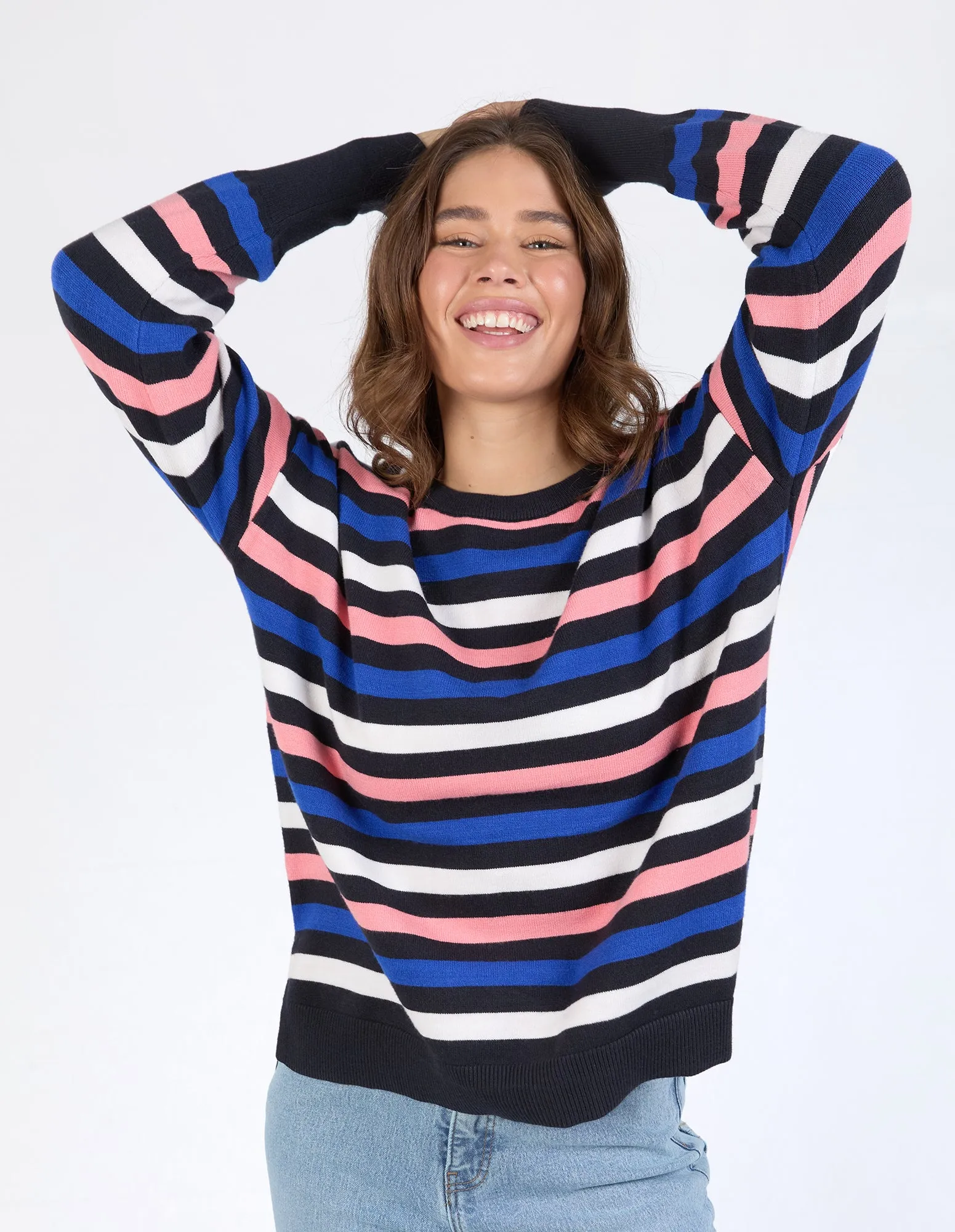 Logan Stripe Knit Navy, French Blue & Pink sold by Elm Lifestyle product image thumbnail 2