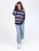 Logan Stripe Knit Navy, French Blue & Pink sold by Elm Lifestyle