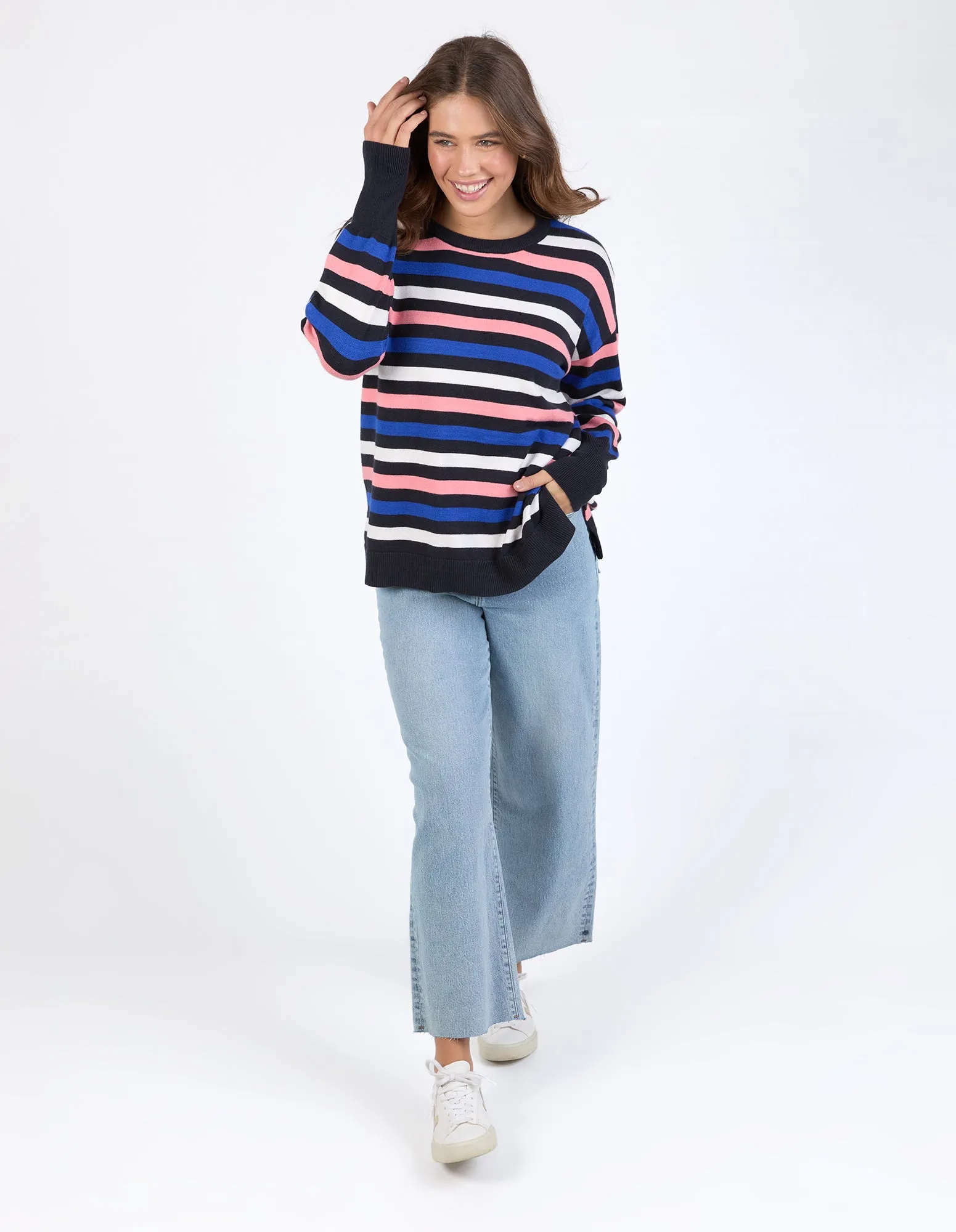 Logan Stripe Knit Navy, French Blue & Pink sold by Elm Lifestyle product image thumbnail 3