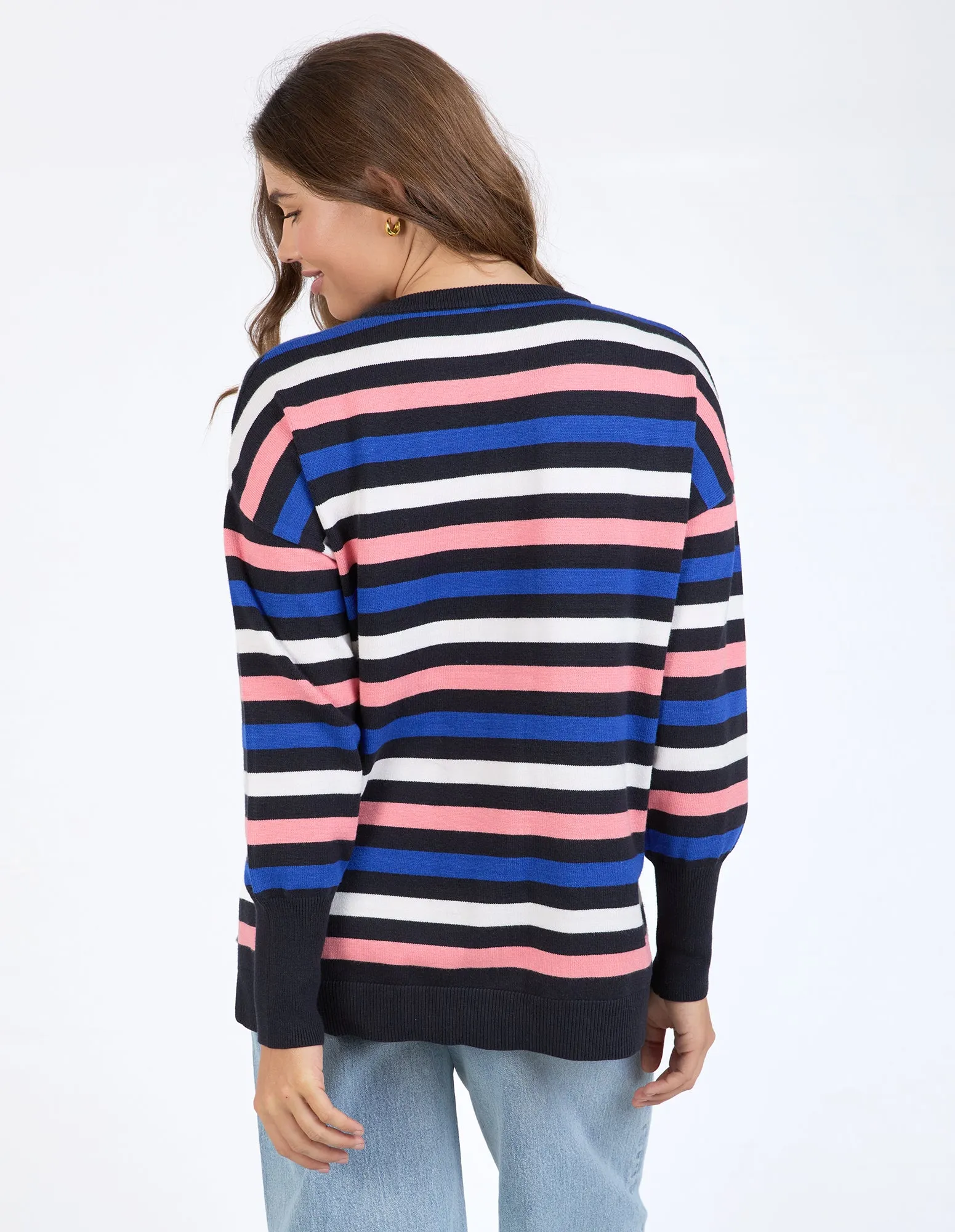 Logan Stripe Knit Navy, French Blue & Pink sold by Elm Lifestyle product image thumbnail 4