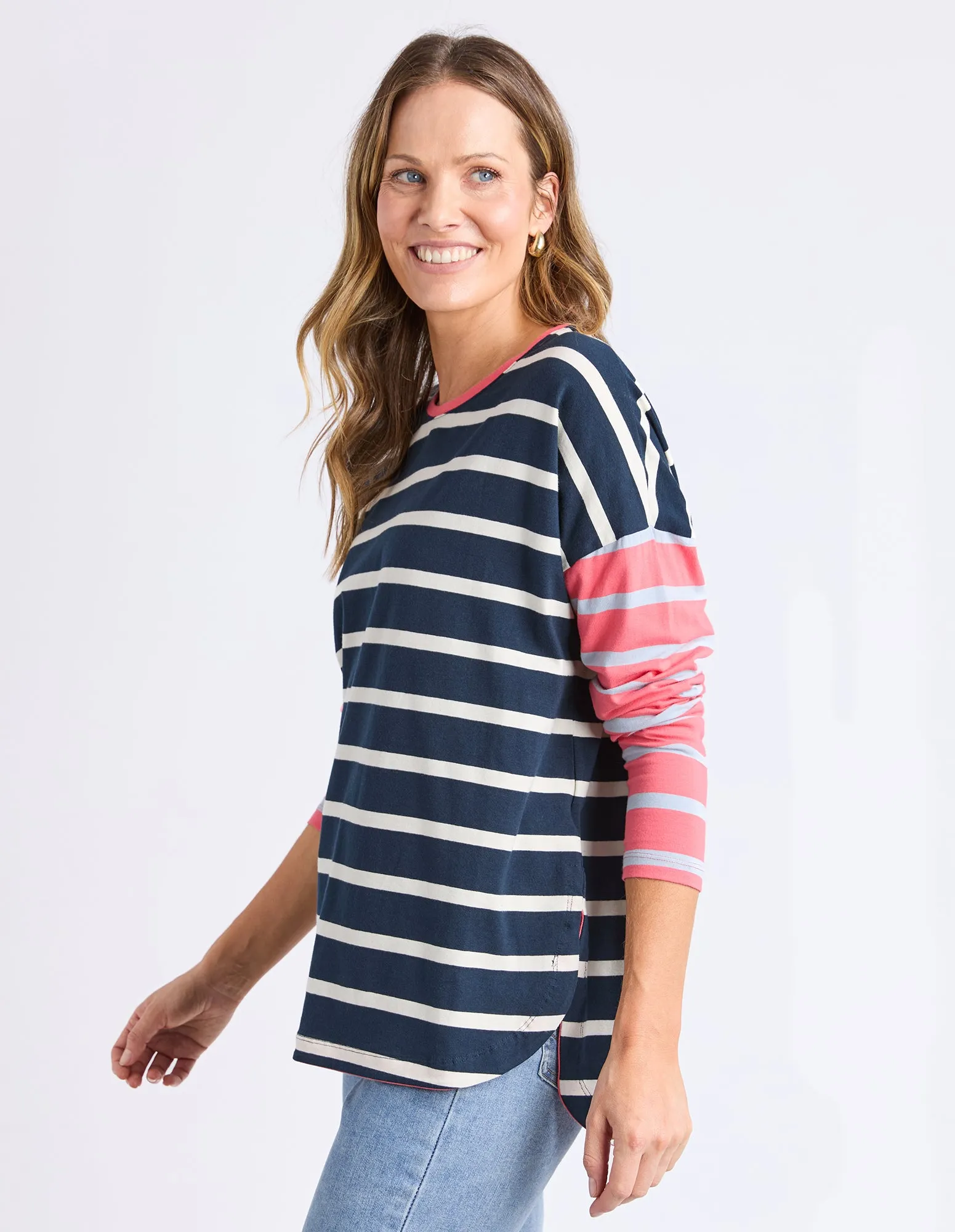Marta Stripe Long Sleeve Charm Pink & Navy sold by Elm Lifestyle product image thumbnail 4