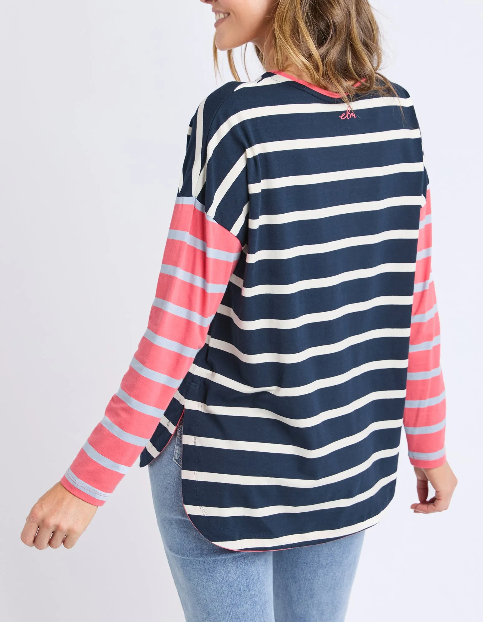 Marta Stripe Long Sleeve Charm Pink & Navy sold by Elm Lifestyle product image thumbnail 3
