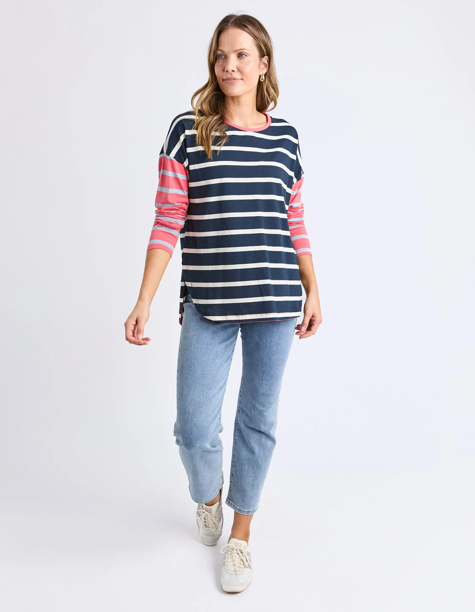 Marta Stripe Long Sleeve Charm Pink & Navy sold by Elm Lifestyle product image thumbnail 2