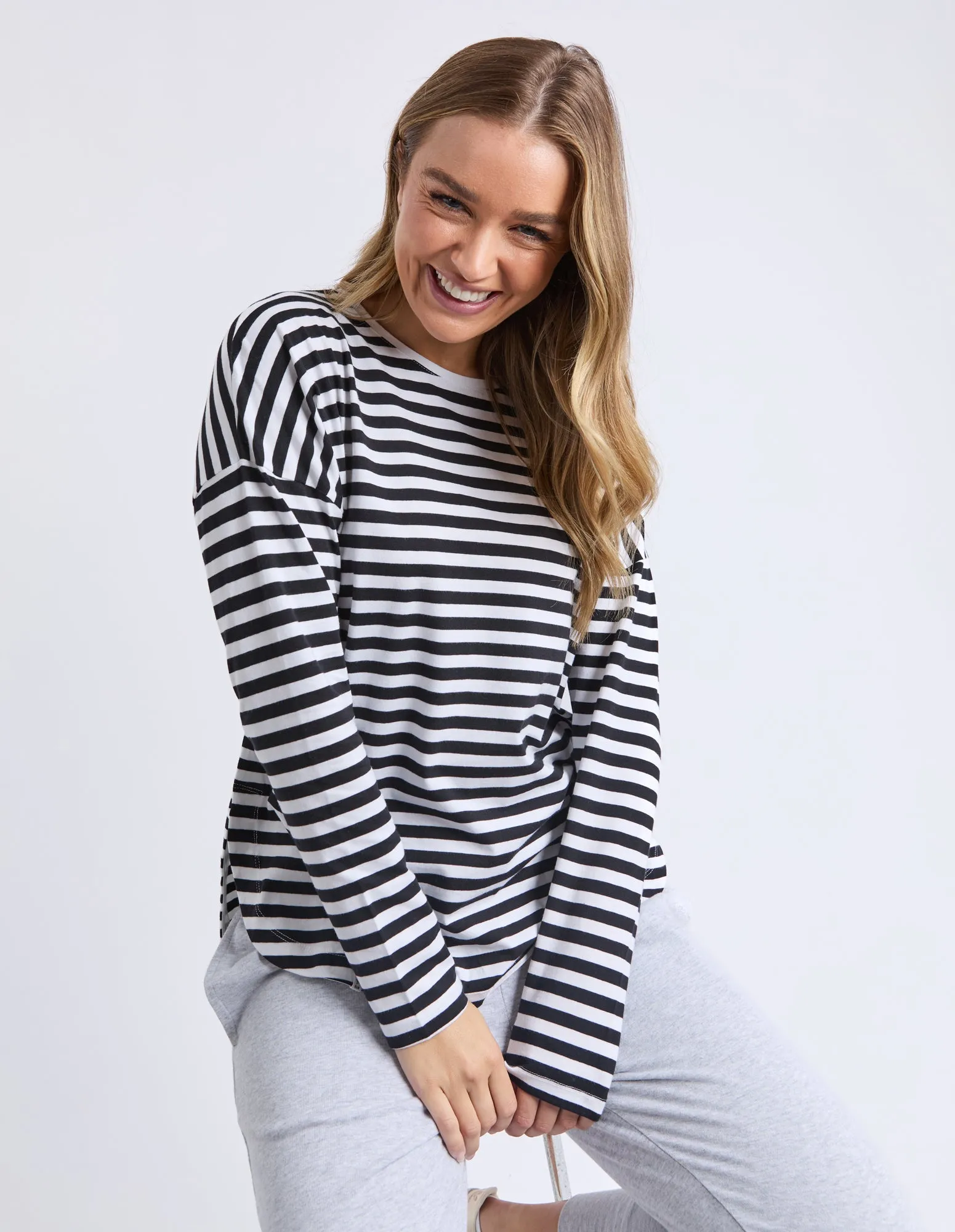 Lauren Long Sleeve Black & White Stripe sold by Elm Lifestyle