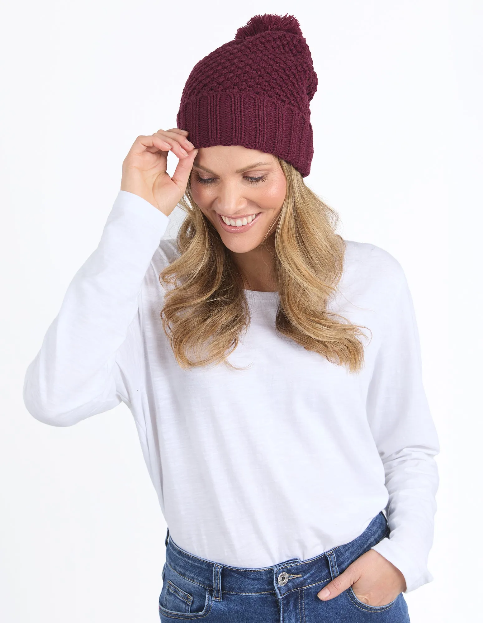 Berry Beanie Merlot sold by Elm Lifestyle