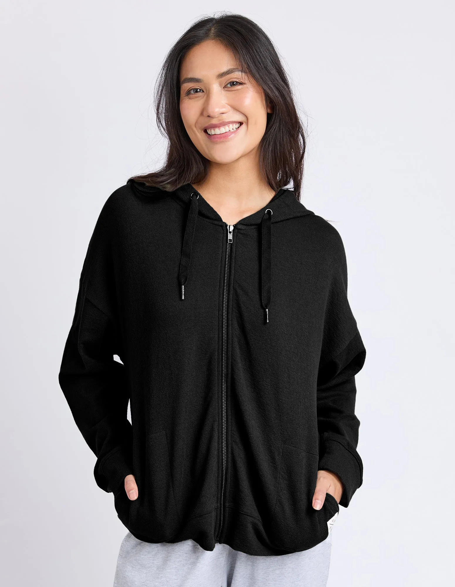 Beachy Long Sleeve Zip Hoodie Black sold by Elm Lifestyle